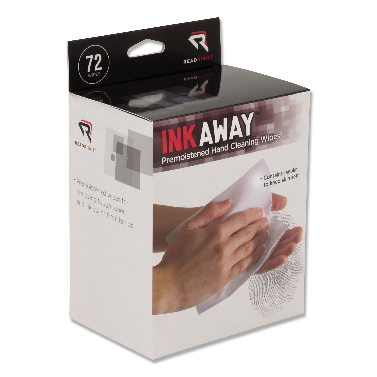  Read Right RR1302 Ink Away Hand Cleaning Pads, Cloth, White, 72/Pack (REARR1302) 