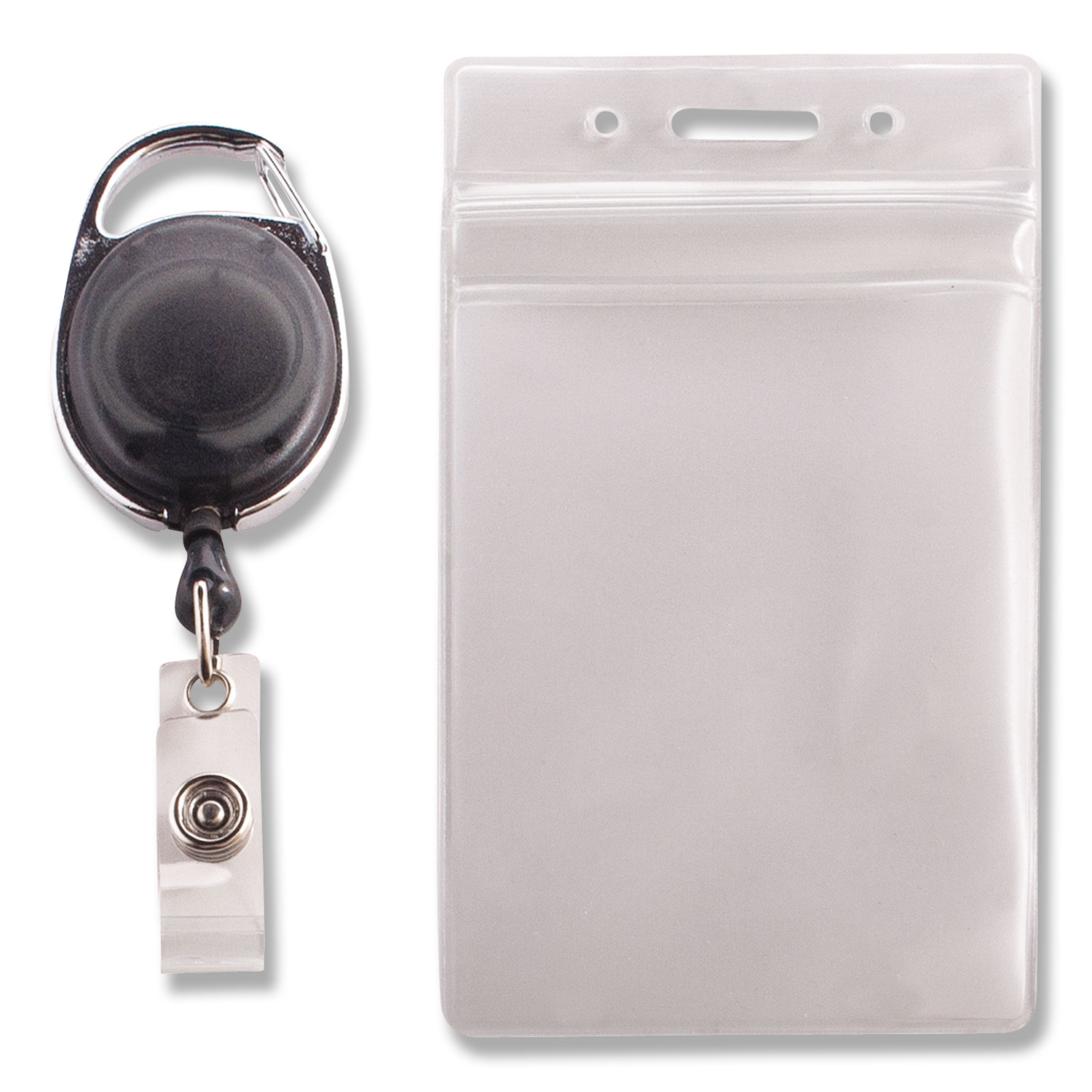  Resealable Badge Holder Combo Pack with Badge Reel, 30  Cord, Vertical, Frost 2.68 x 5 Holder, 2.38 x 3.75 Insert, 10/PK