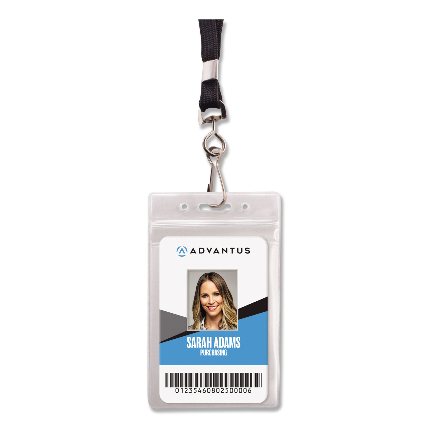 Pack of 12 Clear Vinyl Vertical ID Card Badge Holders With Lanyards 