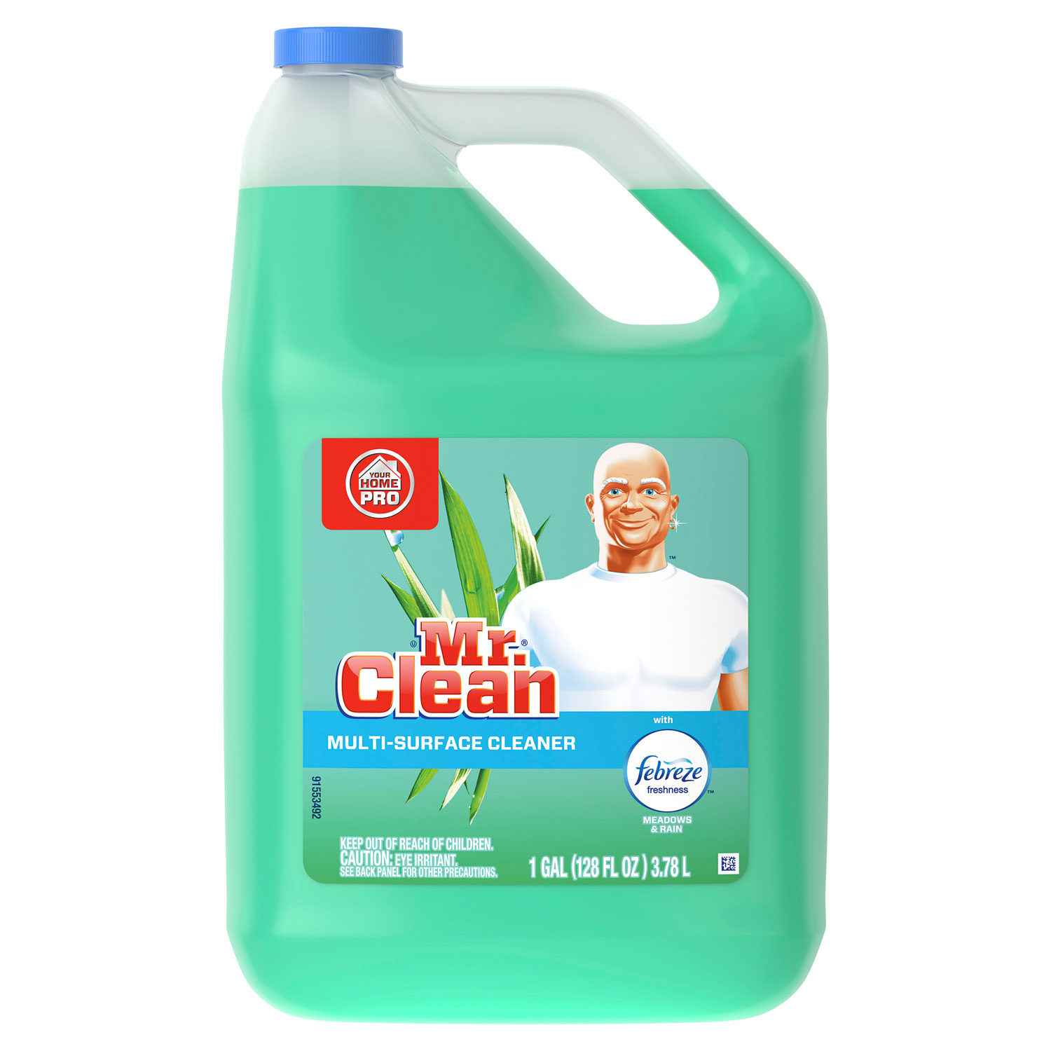  Mr. Clean 23124 Multipurpose Cleaning Solution w/Febreze,128oz Bottle, Meadows & Rain Scent,4/CT (PGC23124CT) 