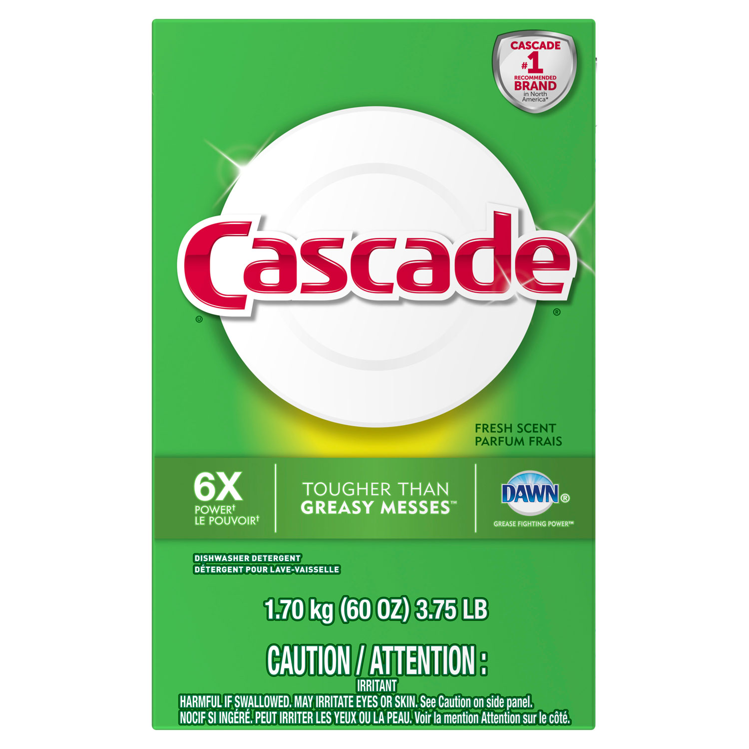  Cascade 95787 Automatic Dishwasher Powder, Fresh Scent, 60 oz Box, 6/Carton (PGC95787CT) 
