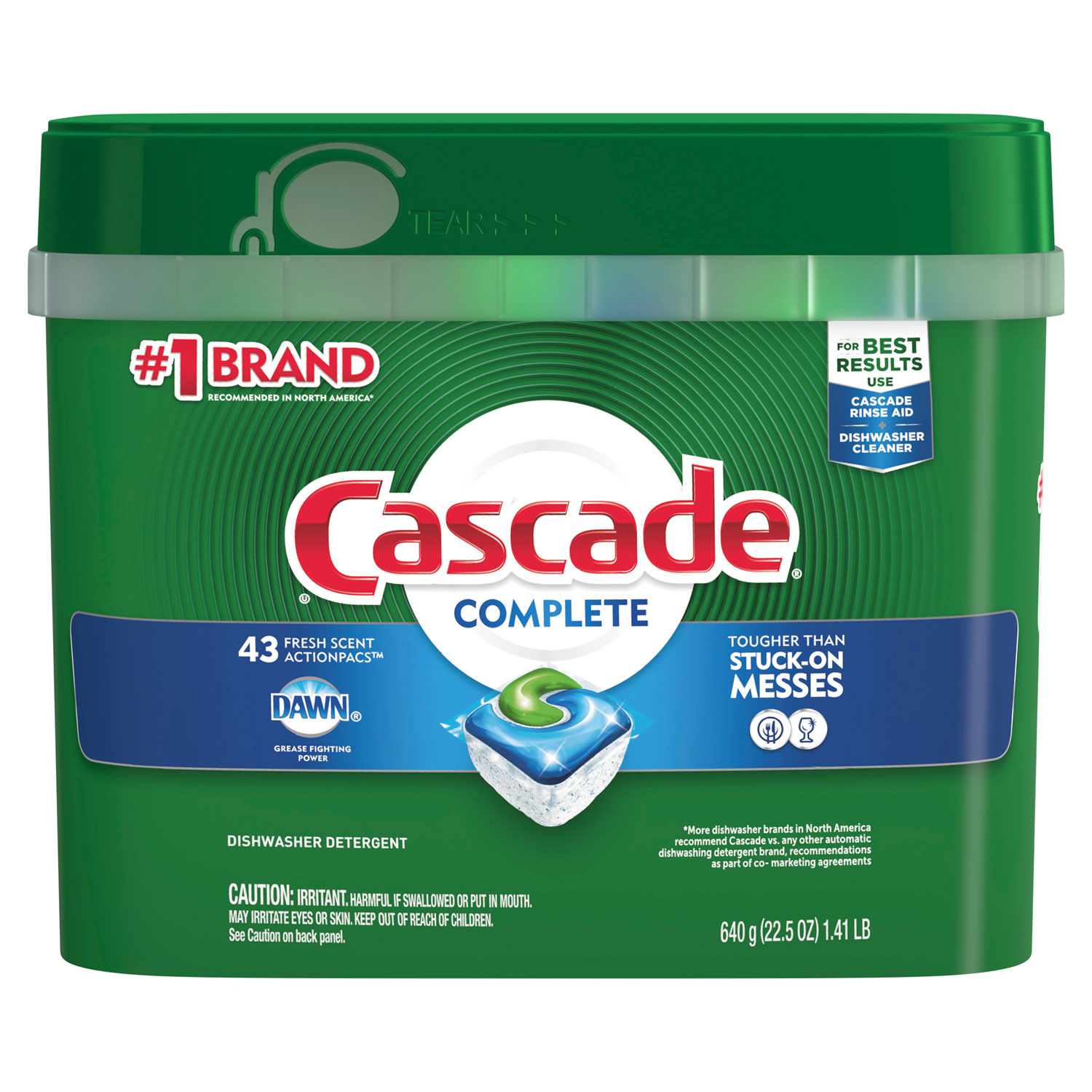  Cascade 98208 ActionPacs, Fresh Scent, 22.5 oz Tub, 43/Tub, 6 Tubs/Carton (PGC98208) 