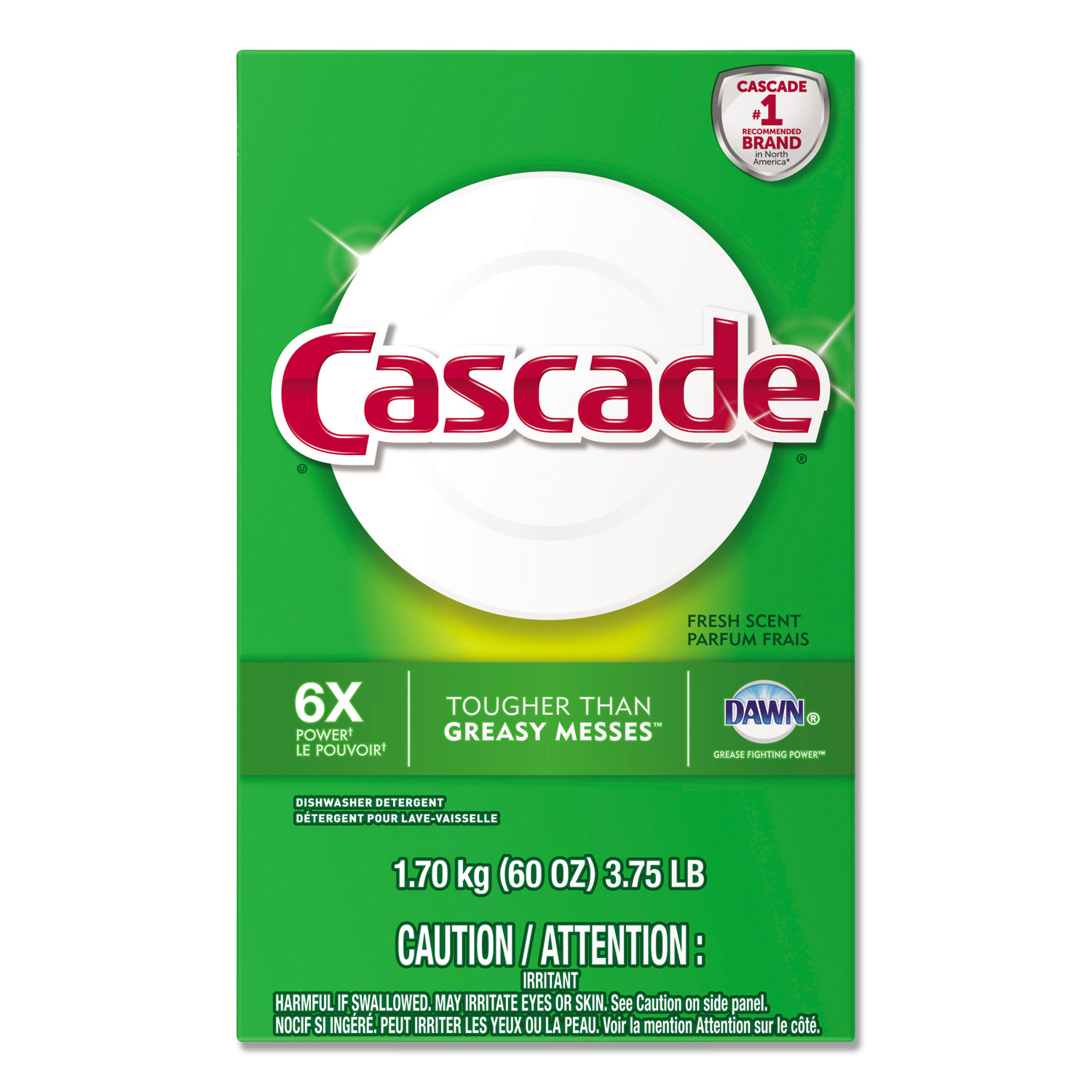  Cascade 95787EA Automatic Dishwasher Powder, Fresh Scent, 60 oz Box (PGC95787EA) 