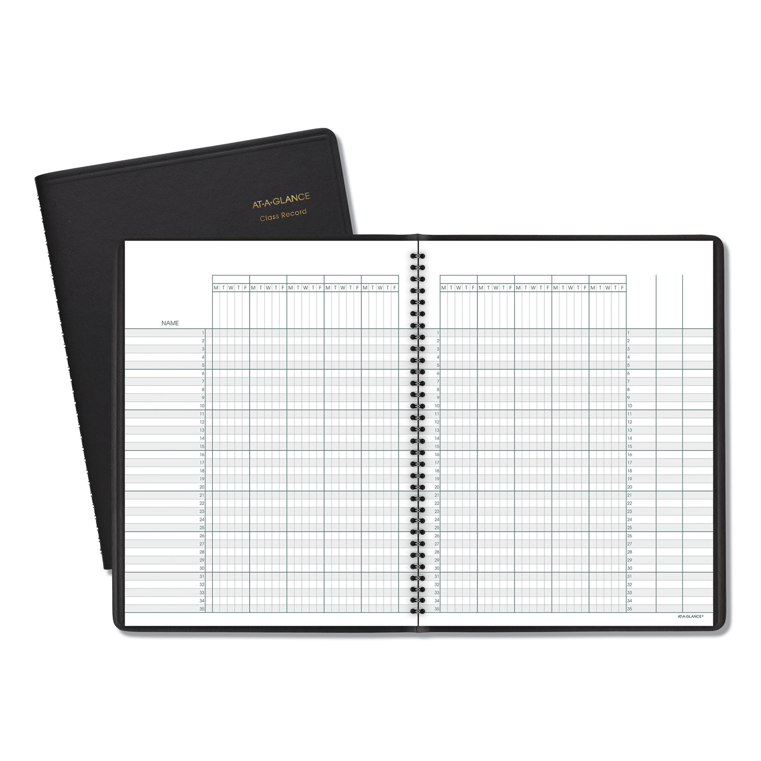 Undated Class Record Book, 10 7/8 x 8 1/4, Black