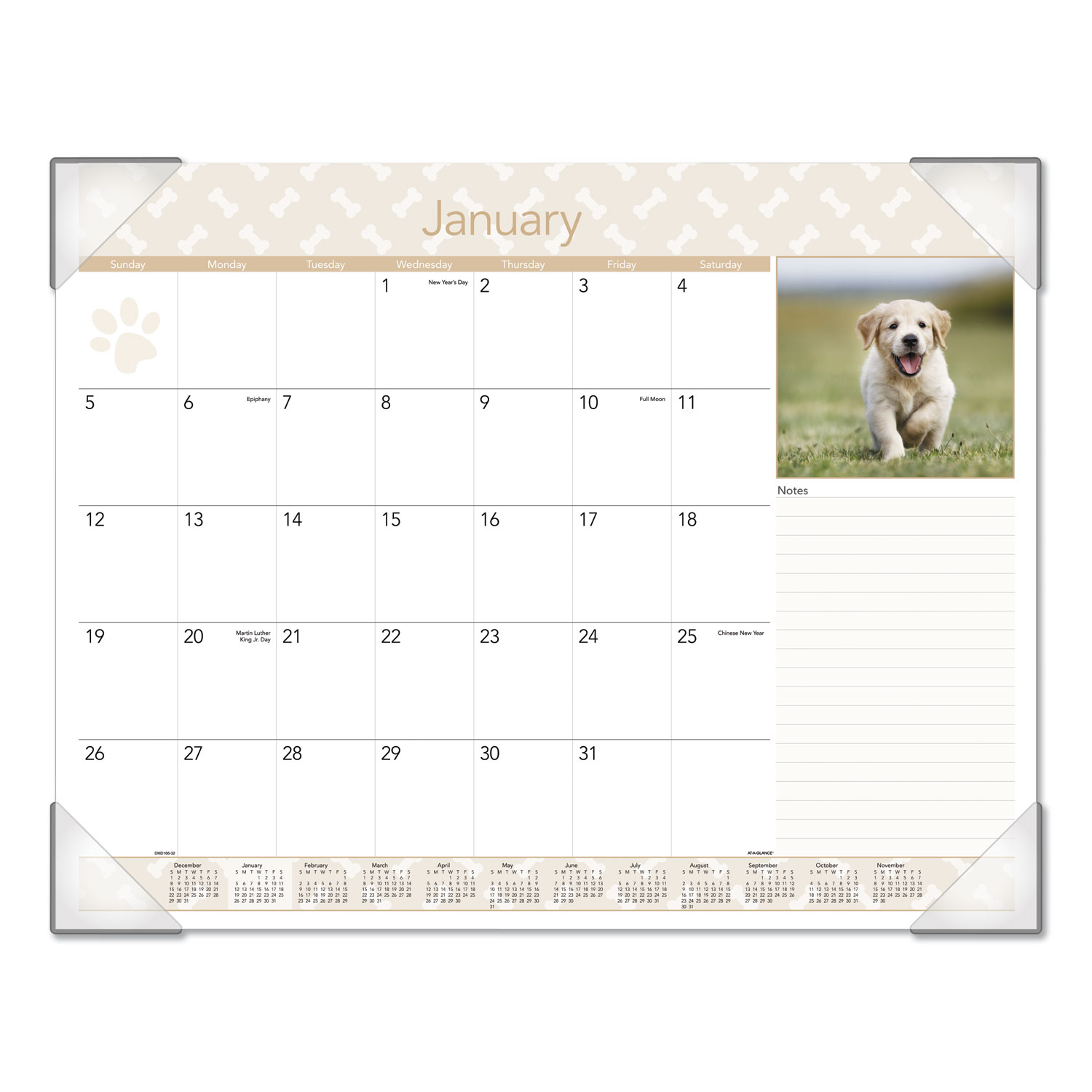 Puppies Monthly Desk Pad Calendar 22 X 17 2020