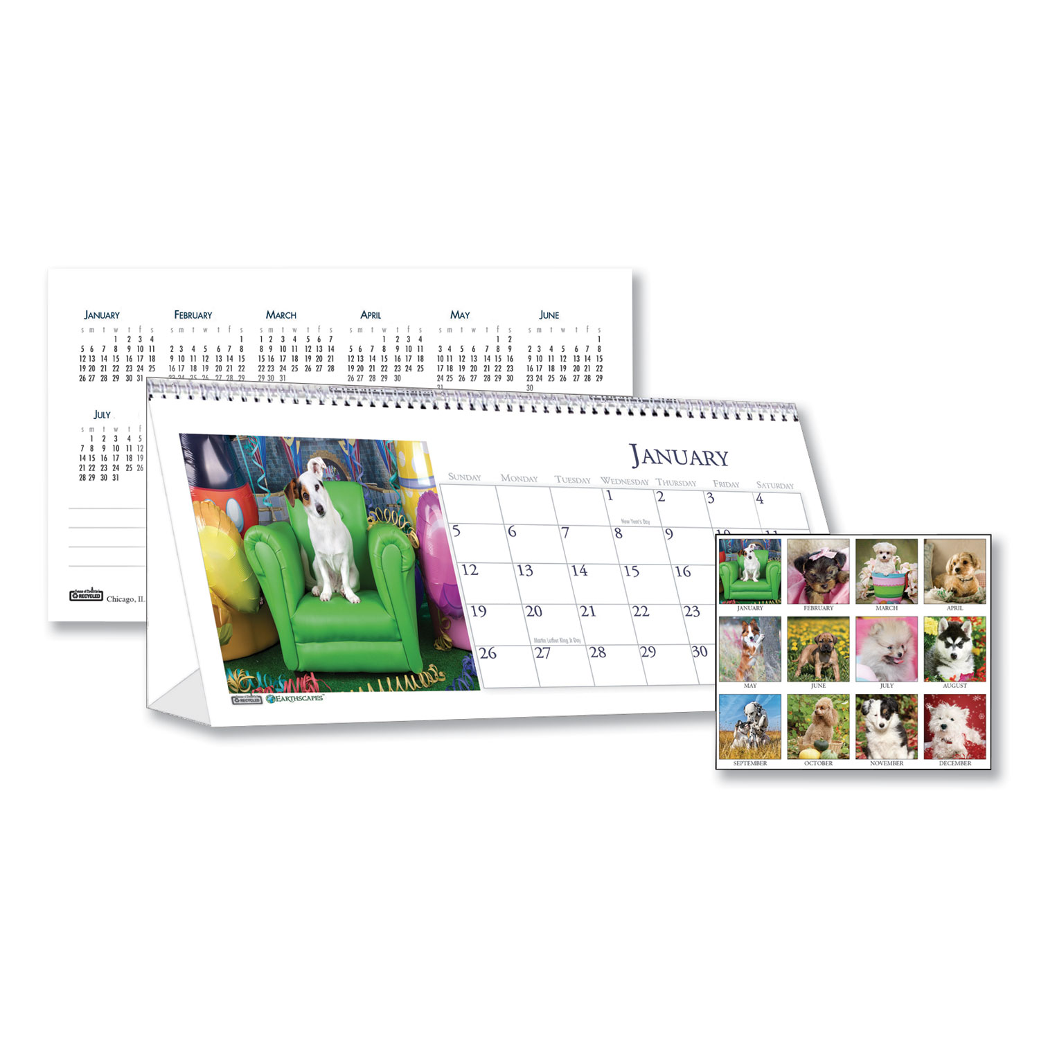 Recycled Puppy Photos Desk Tent Monthly Calendar 8 12 X 4 12 2020