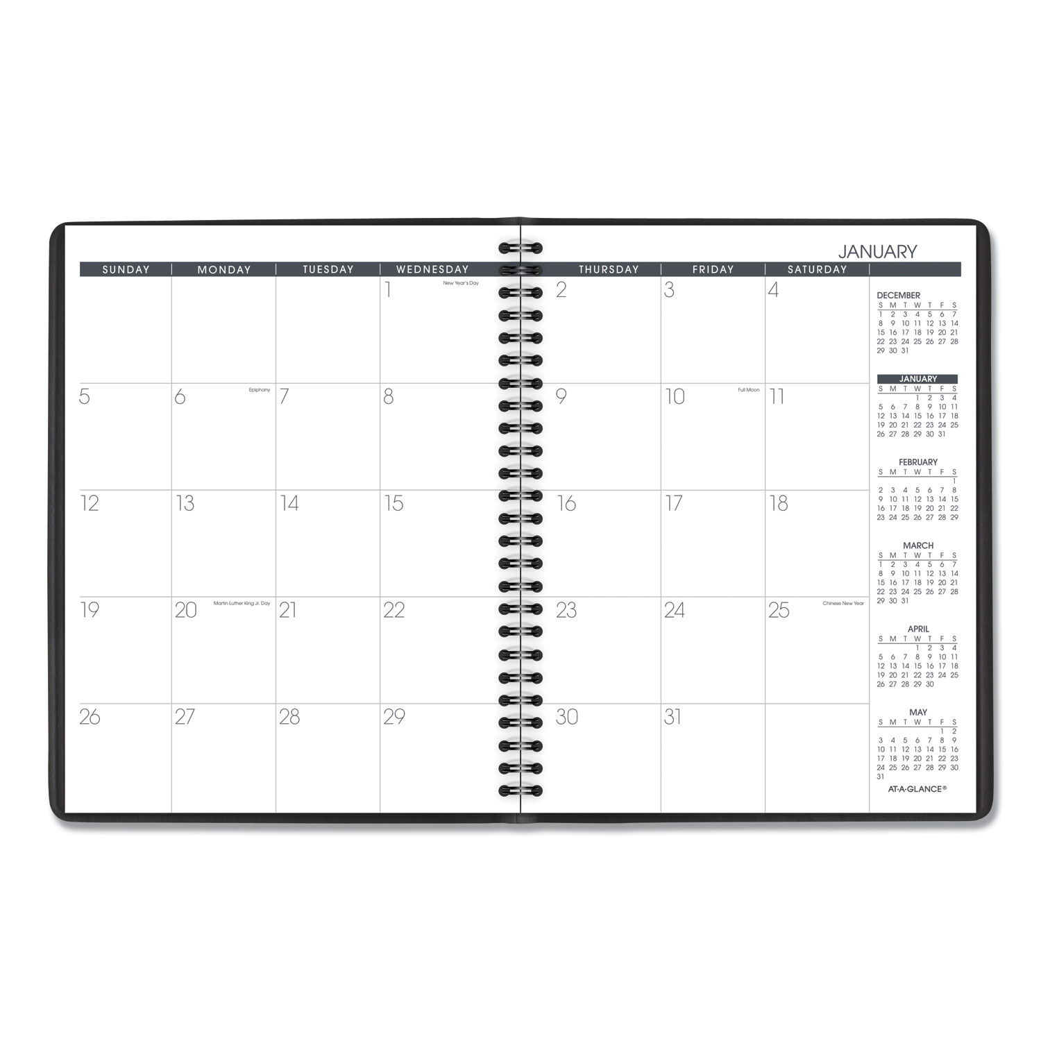 Monthly Planner, 8 3/4 x 6 7/8, Black, 2020