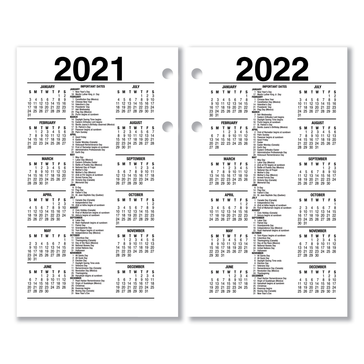 Recycled Desk Calendar Refill, 3 1/2 x 6, White, 2020