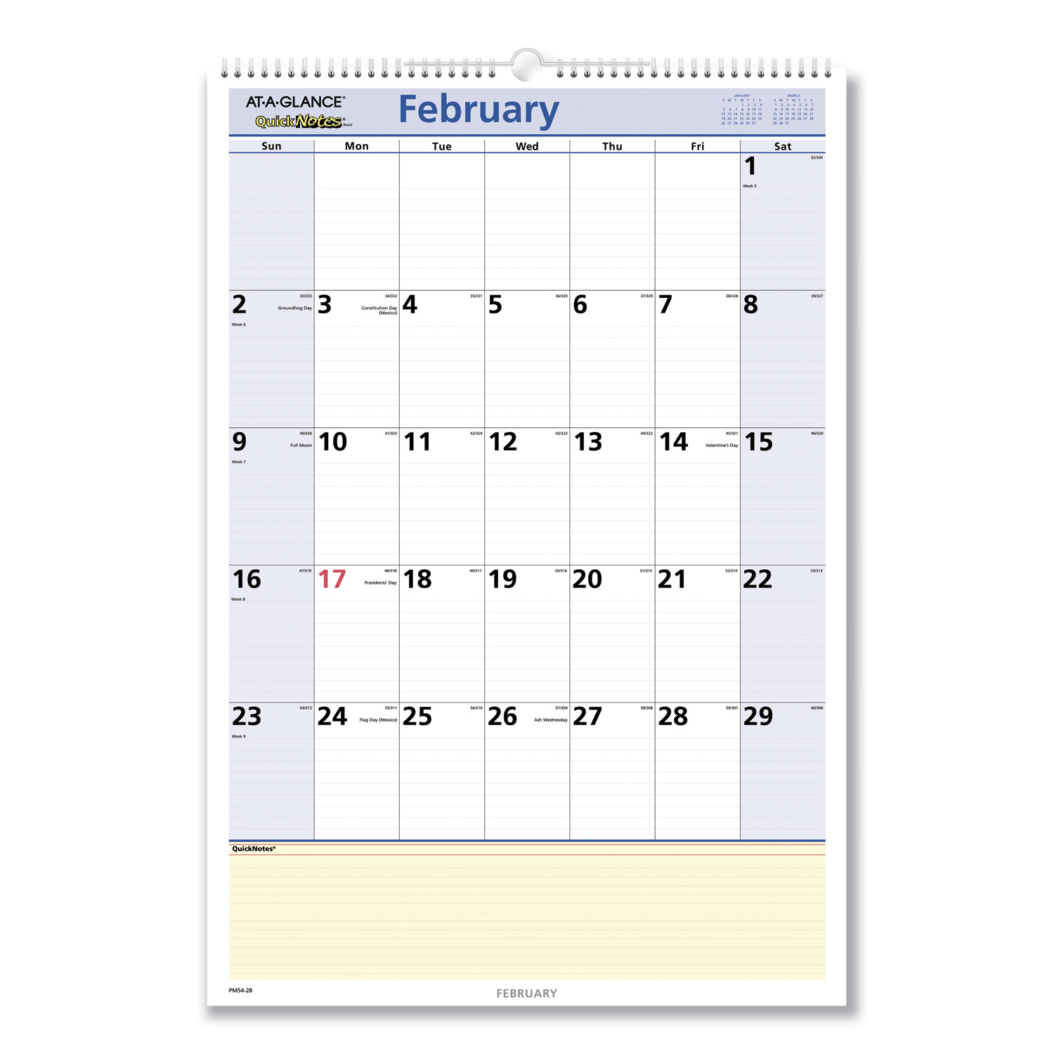  AT-A-GLANCE PM54-28 QuickNotes Wall Calendar, 15 1/2 x 22 3/4, 2020 (AAGPM5428) 