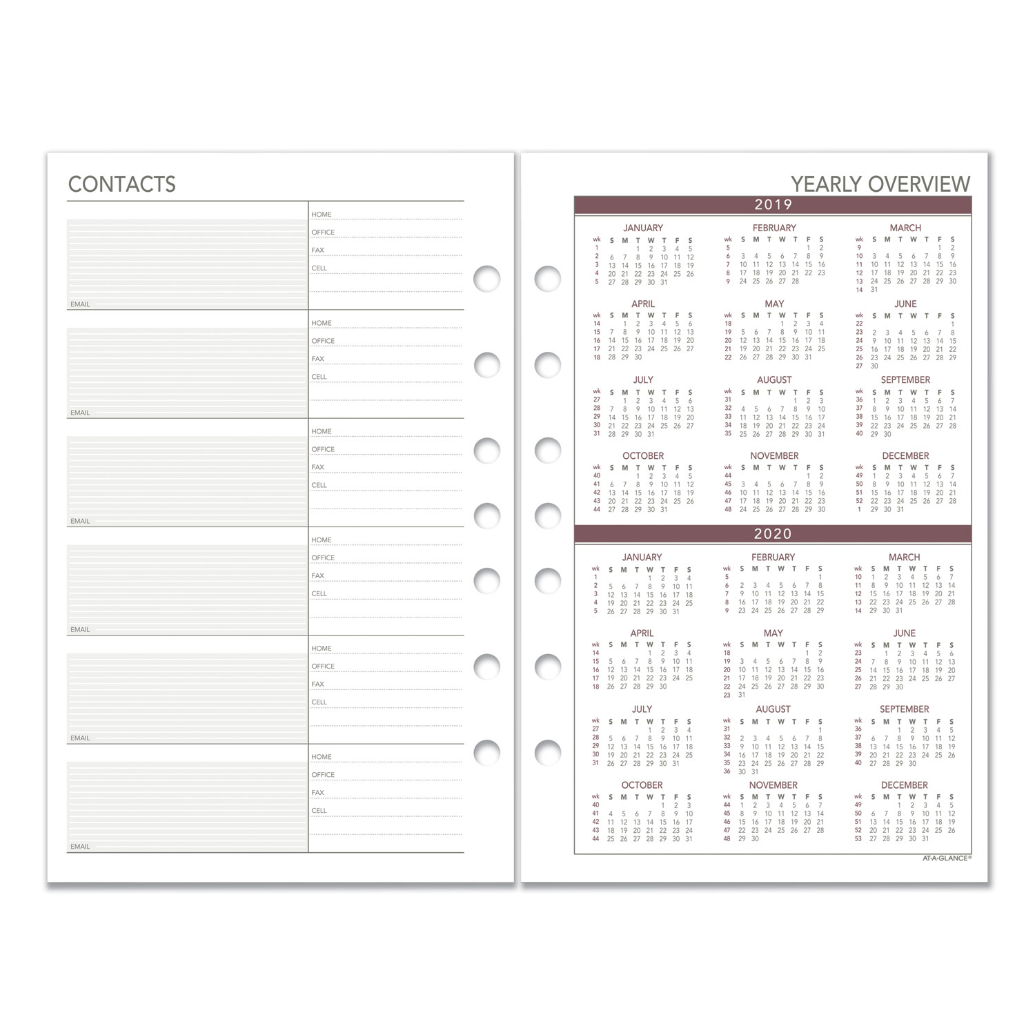 Weekly Planning Pages Refill 8 12 X 5 12 2020