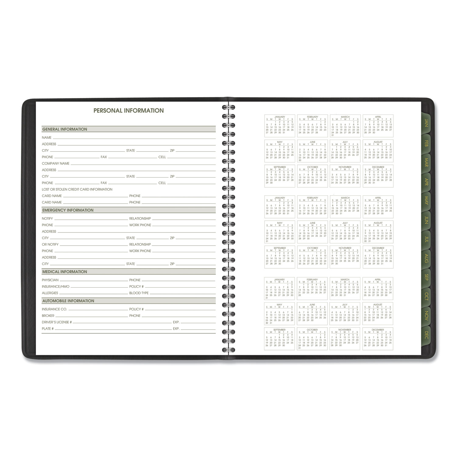 Recycled Weekly/Monthly Classic Appointment Book, 8 3/4 x 7, Black, 2020