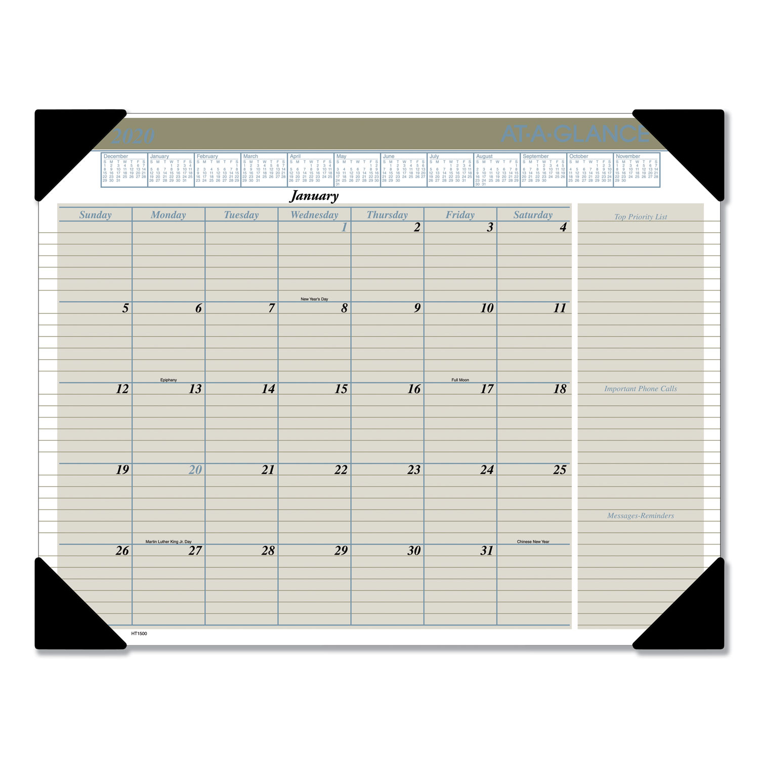 Executive Monthly Desk Pad Calendar 22 X 17 Buff 2020 Toners Plus