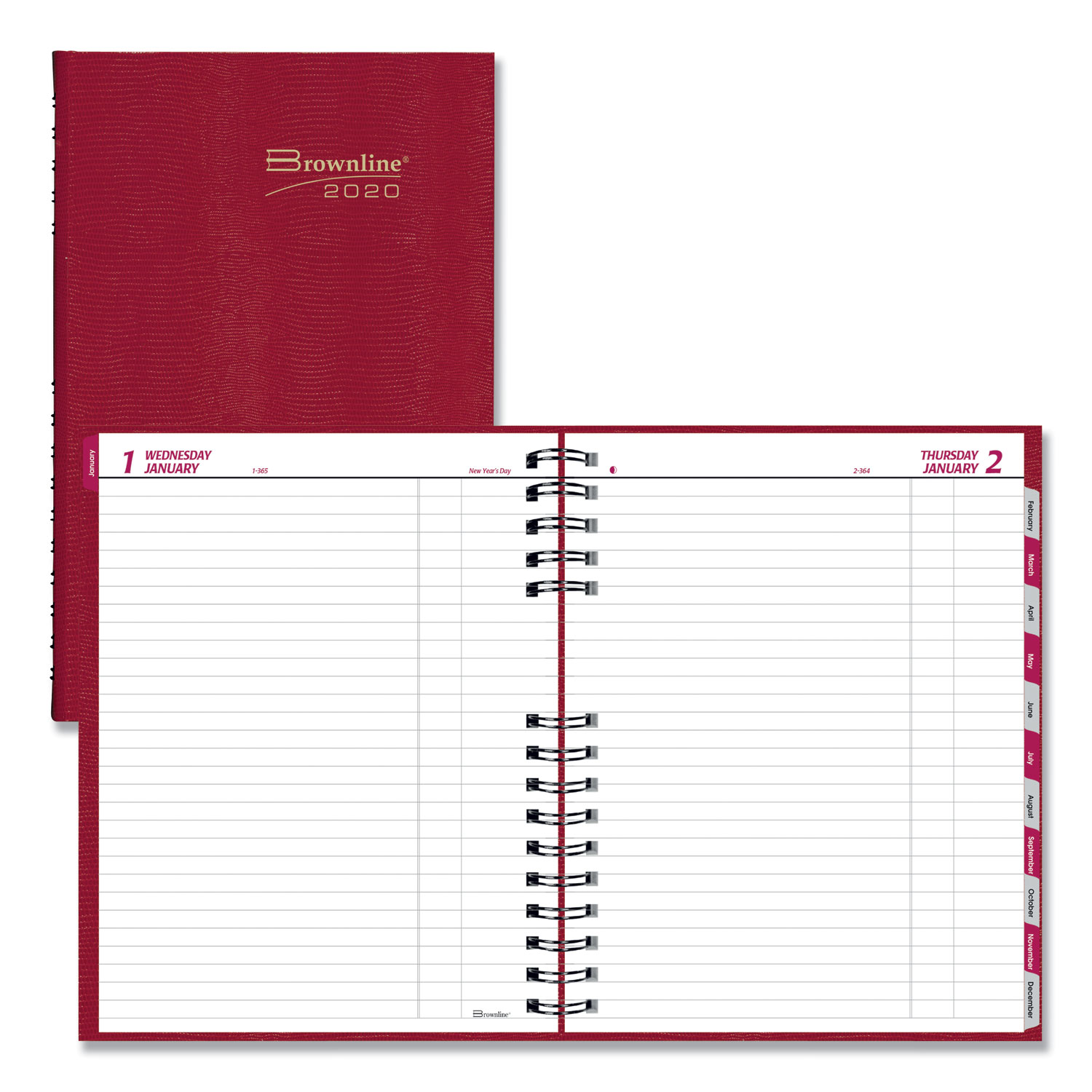  Brownline C550C.RED CoilPro Daily Planner, Ruled, 1 Page/Day, 10 x 7 7/8, Red, 2020 (REDC550CRED) 