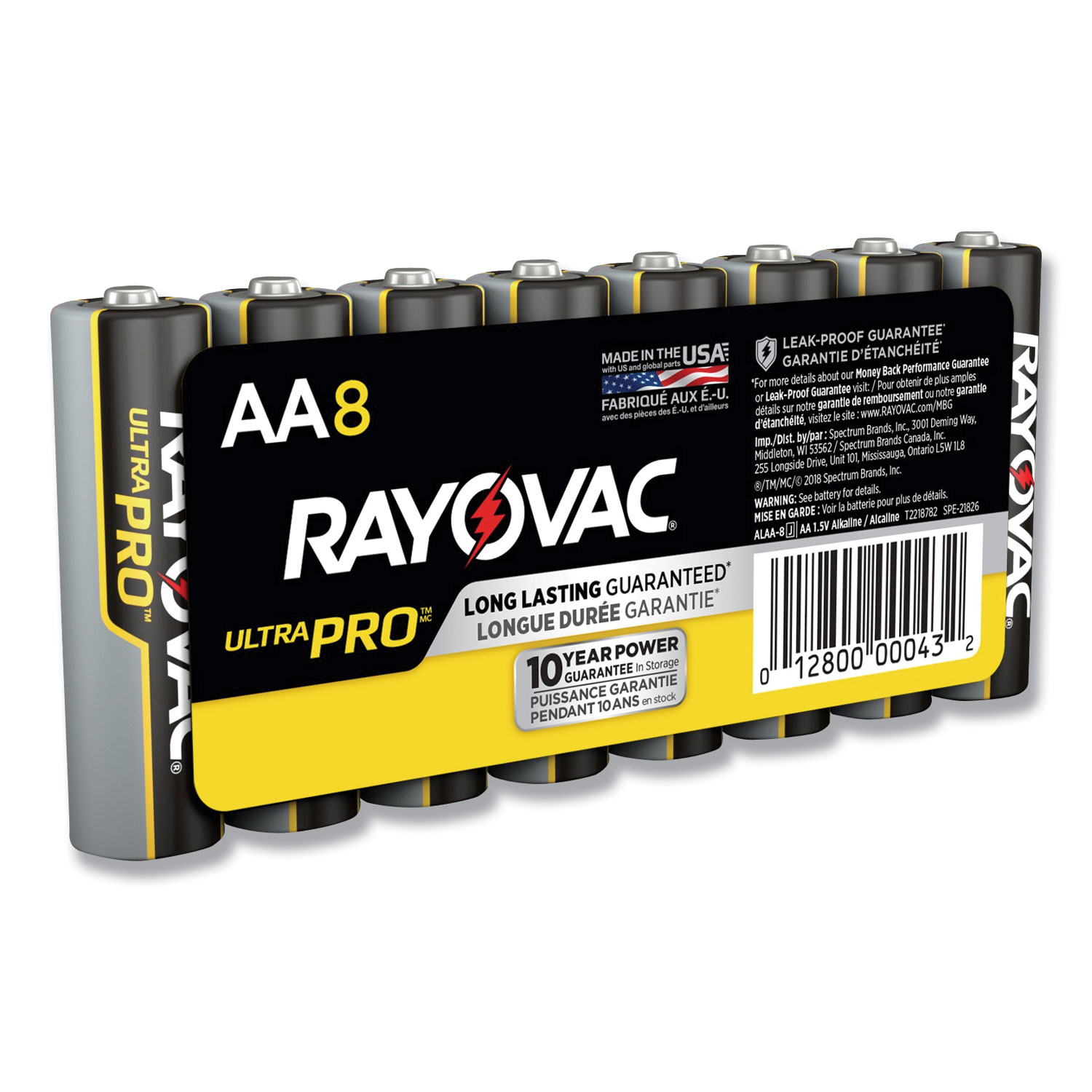  Rayovac ALAA-8J Ultra Pro Alkaline AA Batteries, 8/Pack (RAYALAA8J) 