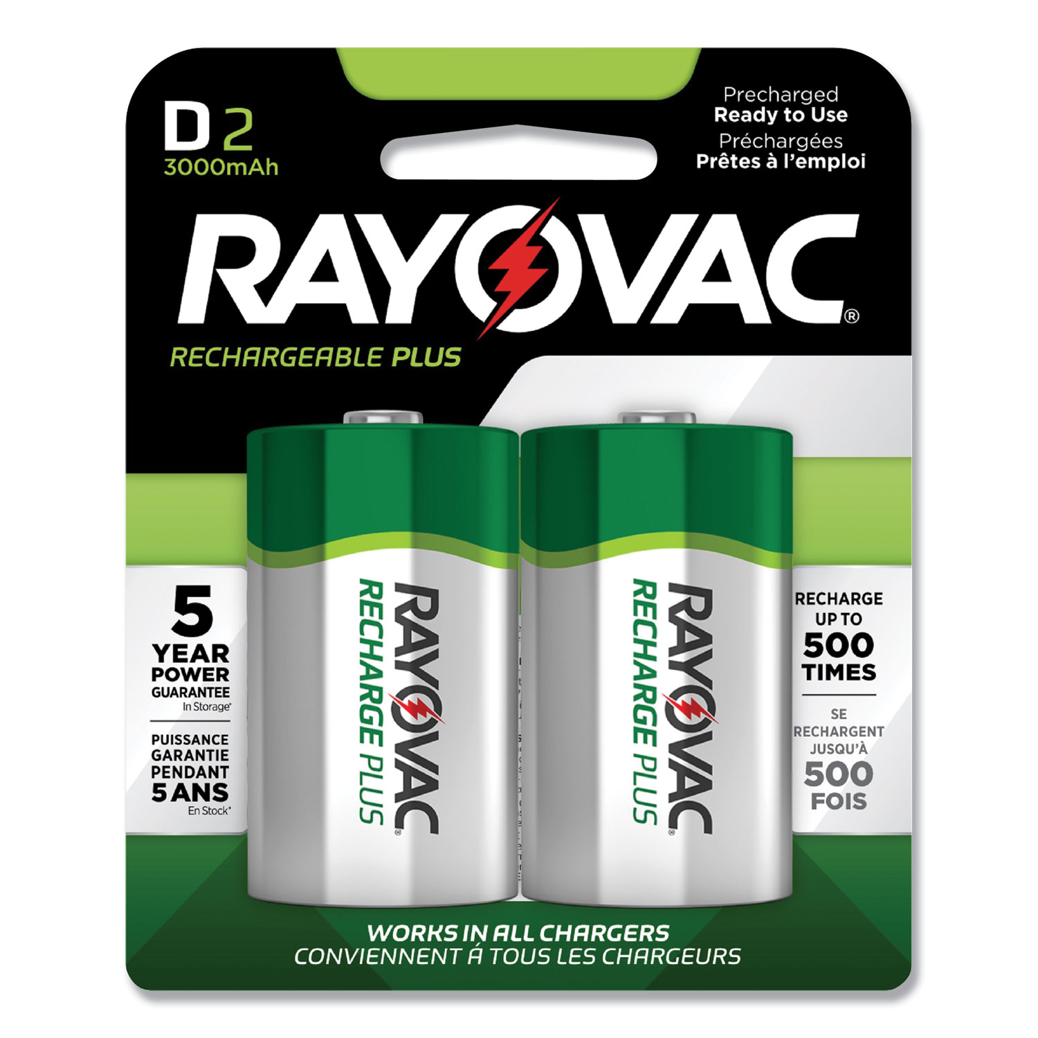  Rayovac PL713-2 GENE Recharge Plus NiMH Batteries, D, 2/Pack (RAYPL7132GEND) 