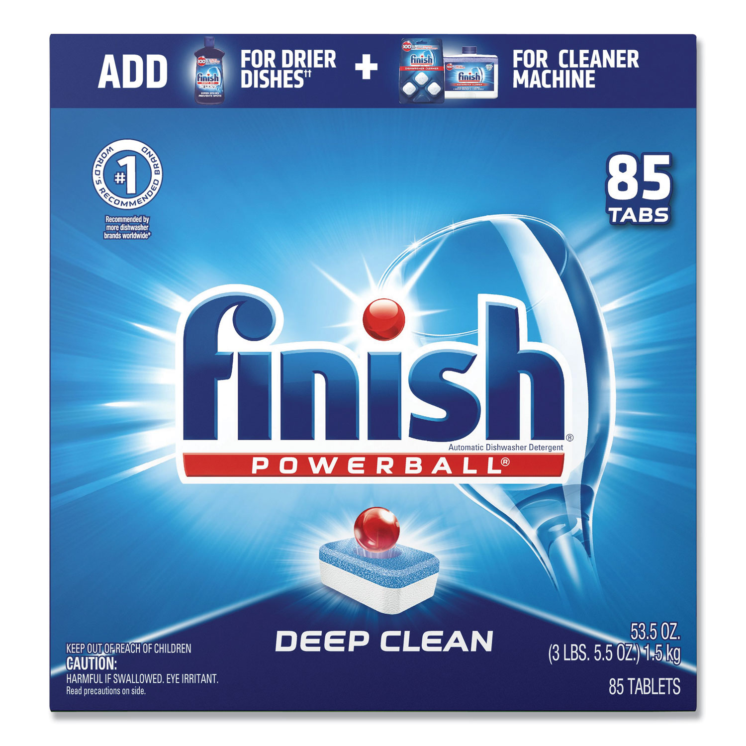  FINISH 51700-89729 Powerball Dishwasher Tabs, Fresh Scent, 85/Box, 4 Boxes/Carton (FSH89729CT) 