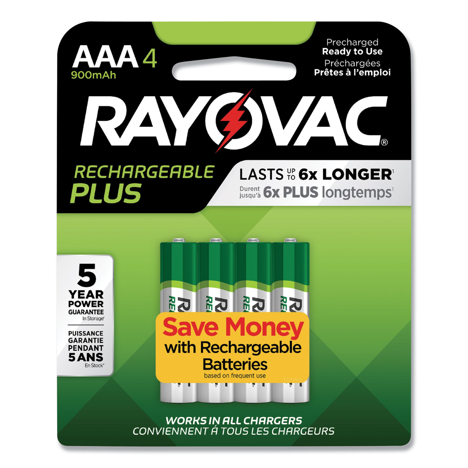 Rayovac PL724-4 GENE Recharge Plus NiMH Batteries, AAA, 4/Pack (RAYPL7244GEND) 