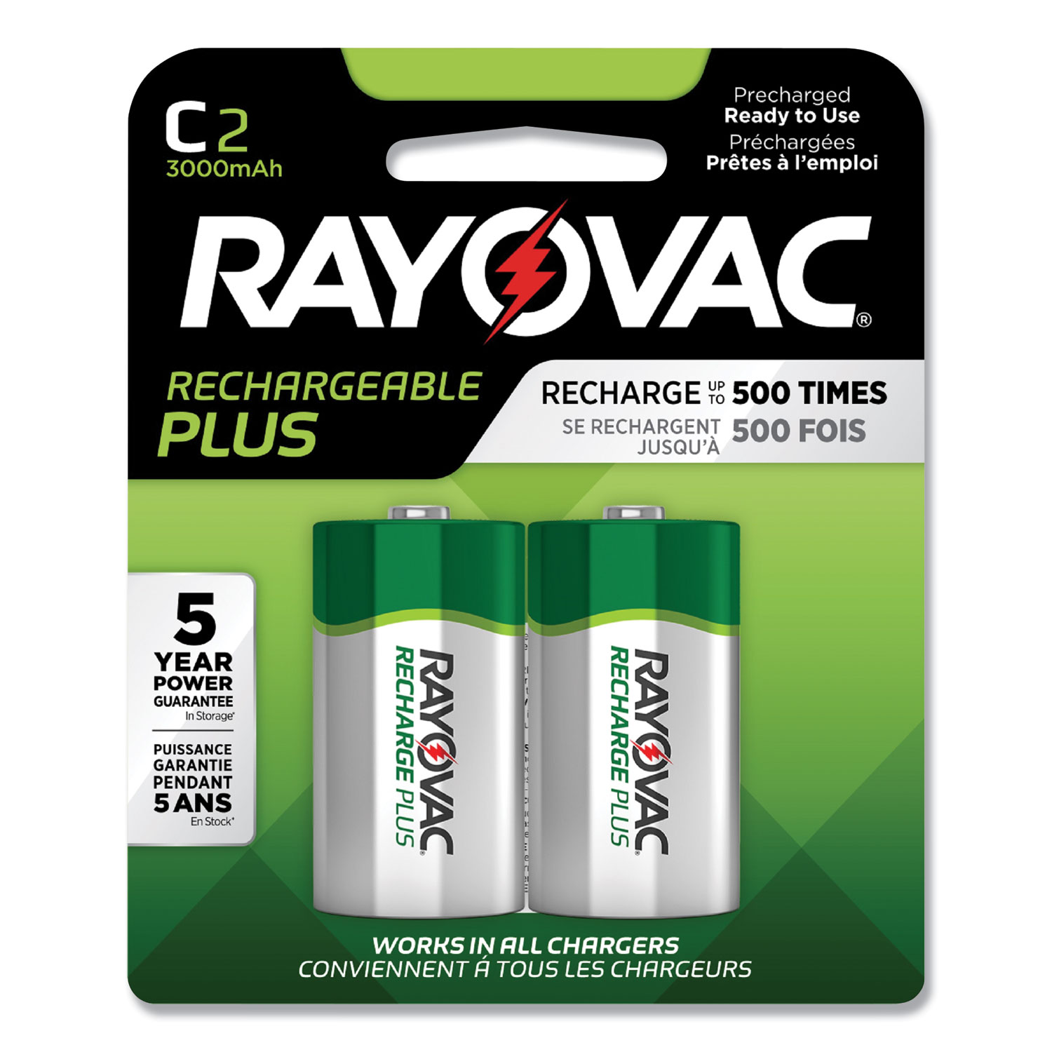  Rayovac PL714-2 GENE Recharge Plus NiMH Batteries, C, 2/Pack (RAYPL7142GEND) 