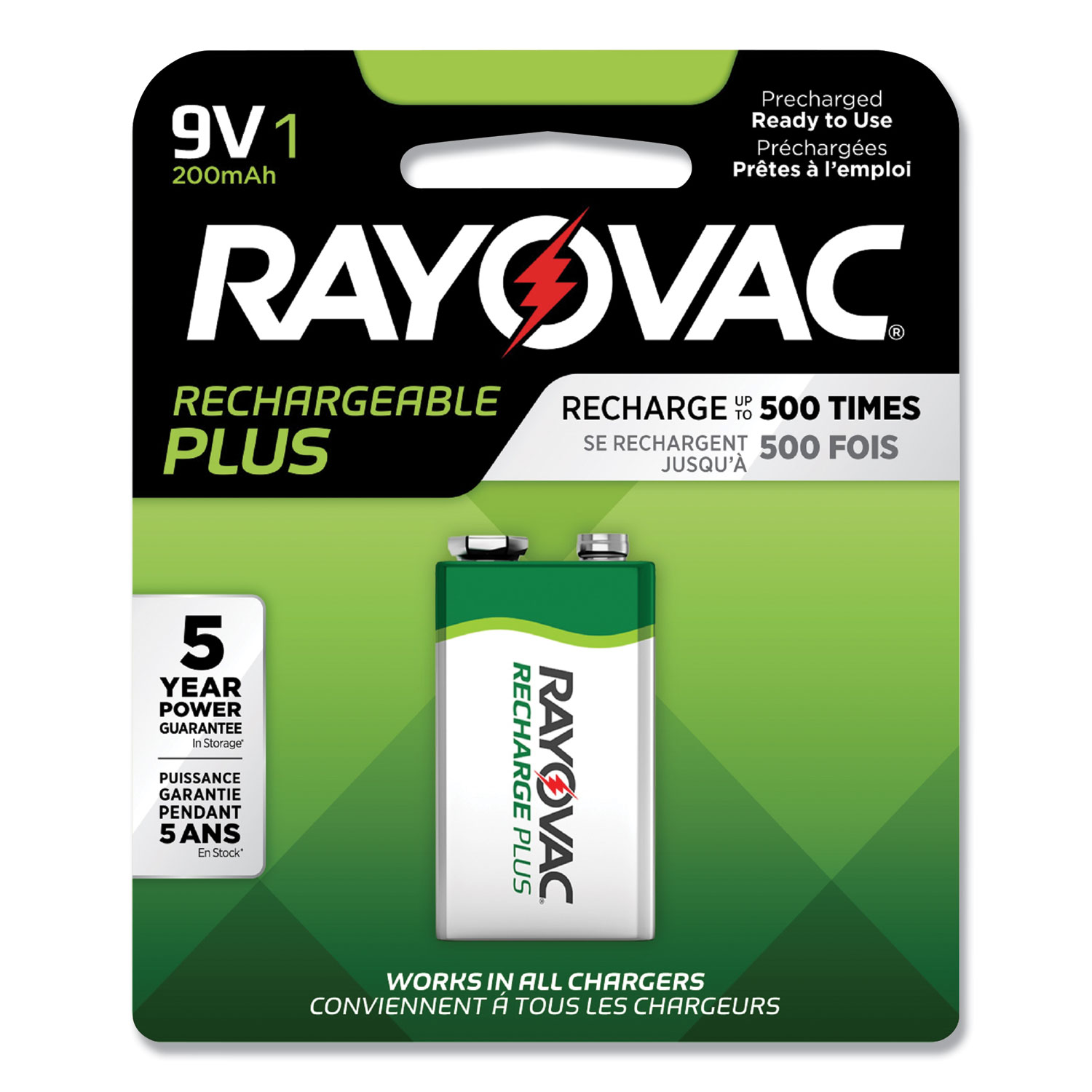  Rayovac PL1604-1 GENE Platinum Rechargeable NiMH Batteries, 9V (RAYPL16041GEND) 