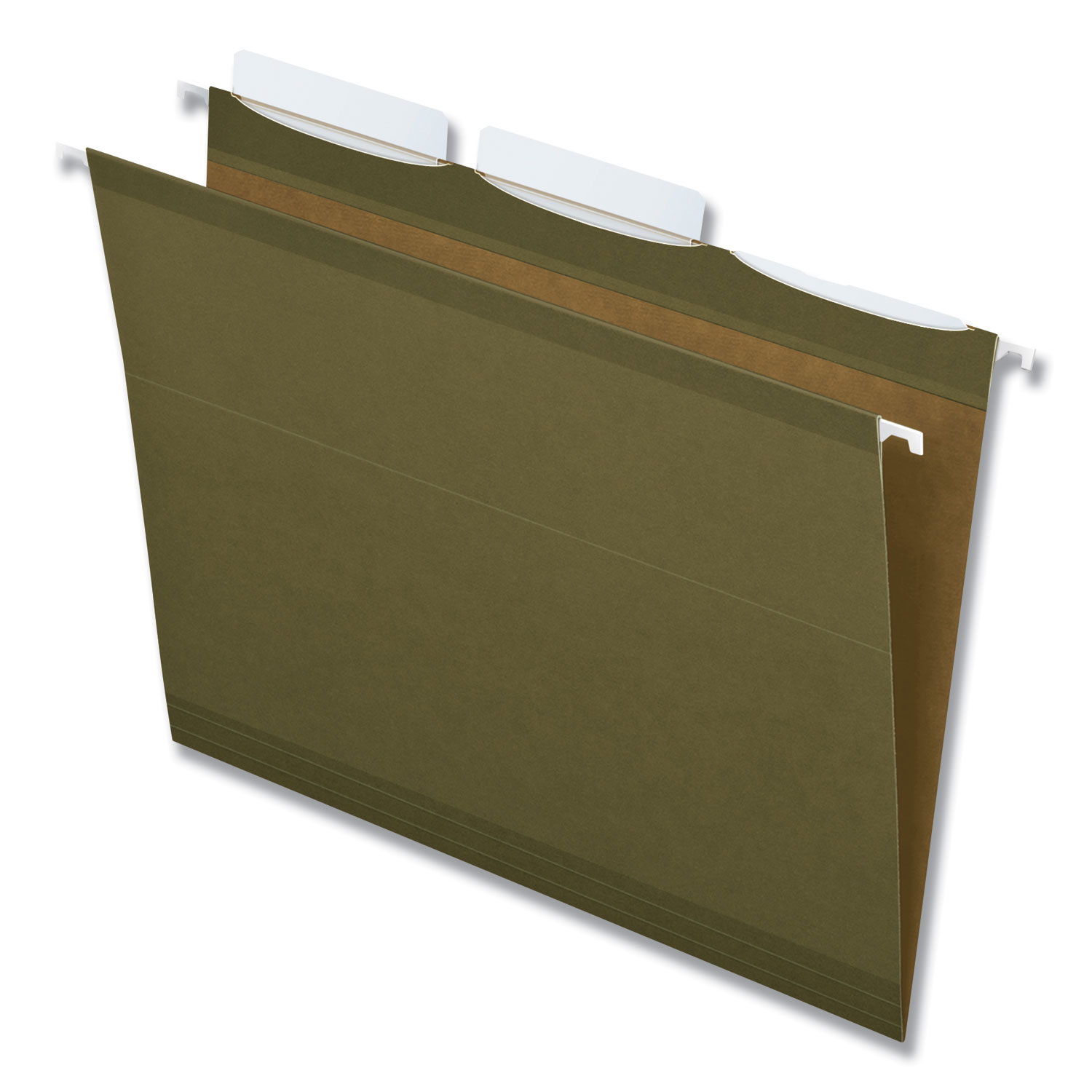 Ready-Tab Reinforced Hanging File Folders, Letter Size, 1/5-Cut Tabs, Standard Green, 25/Box