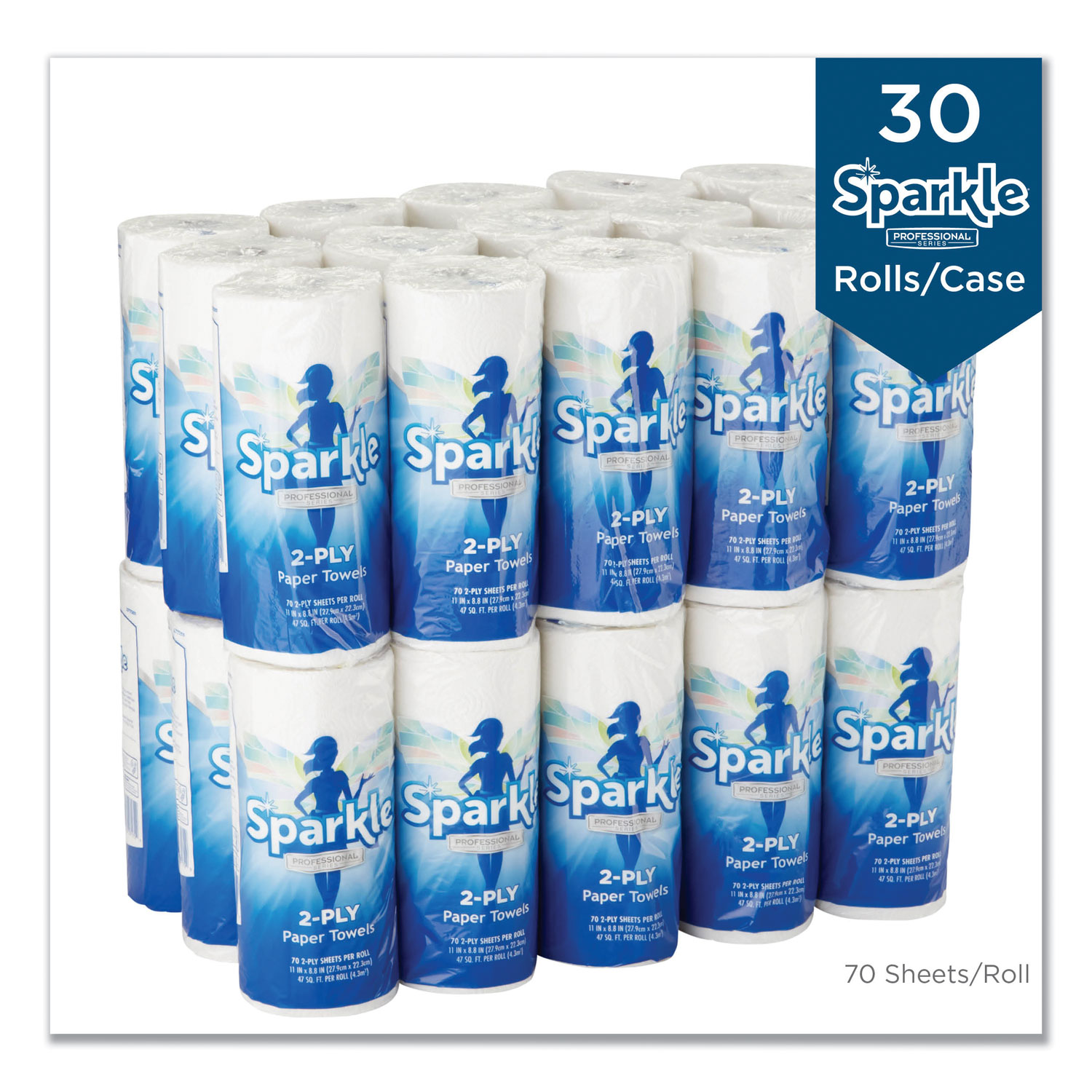 70 Sheets/Roll Sparkle 2717201 Sparkle Premium Roll Towels 30 Rolls 