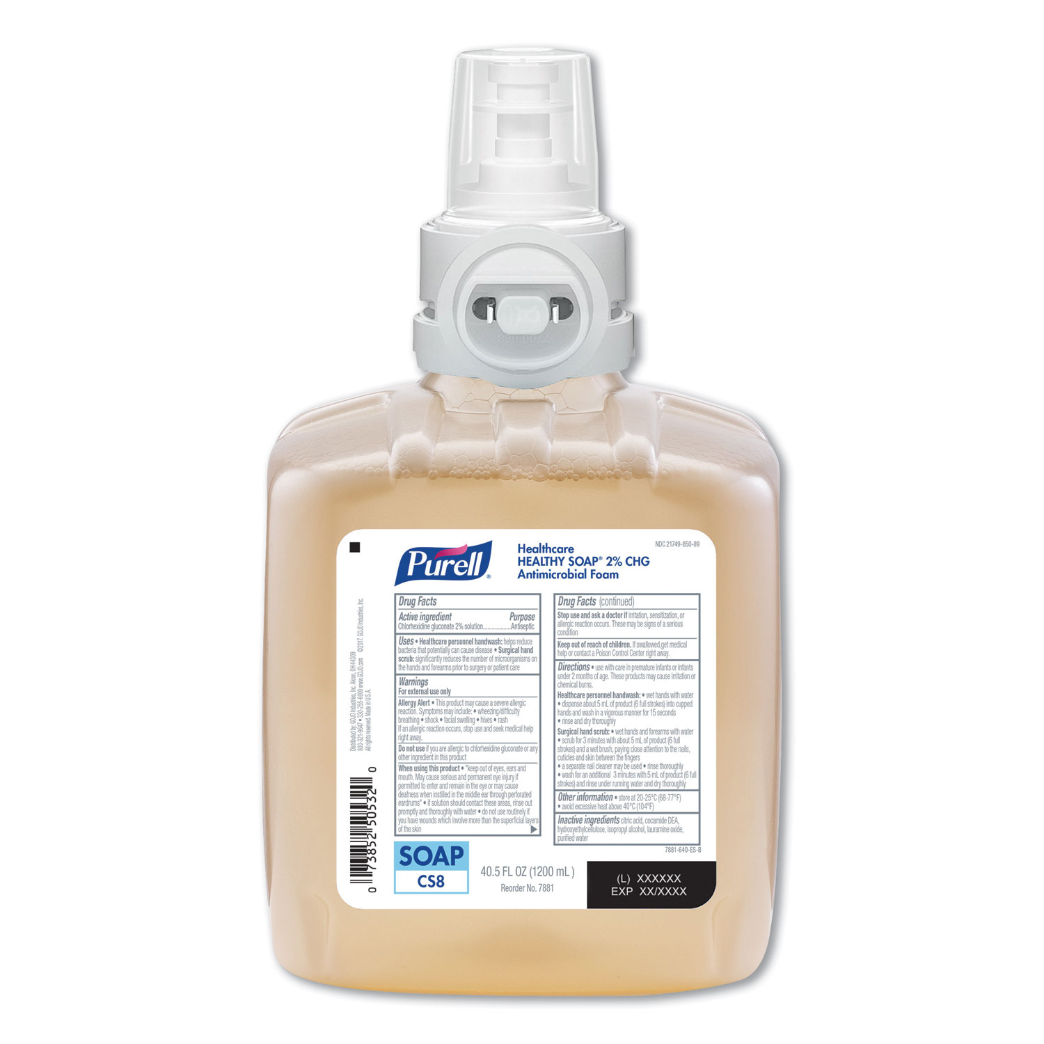Healthy Soap 2.0% CHG Antimicrobial Foam, 1200 mL, 2/Carton