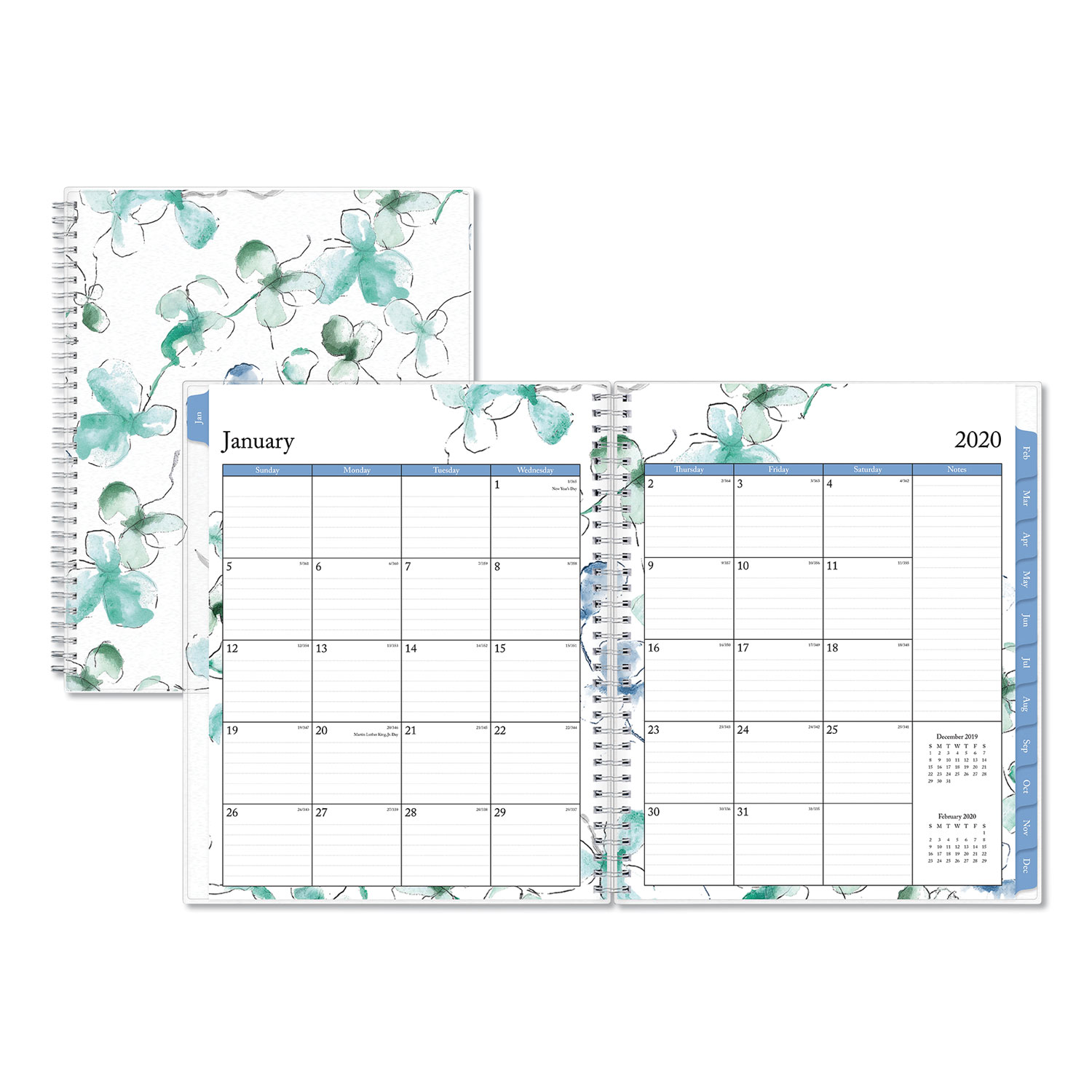  Blue Sky BLS100654 Lindley Weekly/Monthly Wirebound Planner, 11 x 8.5, White/Blue, 2020 (BLS100654) 