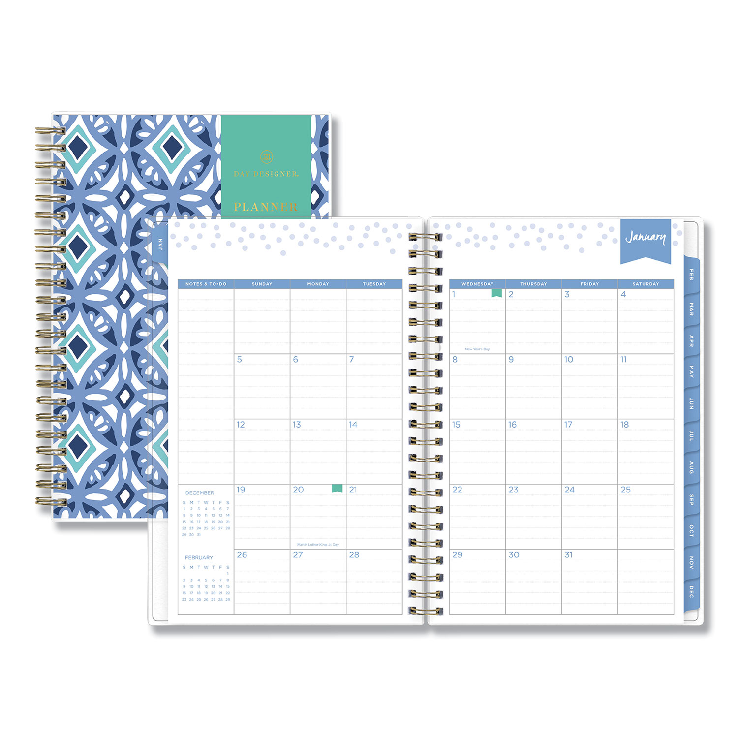  Blue Sky 101410 Day Designer Tile Weekly/Monthly Planner, 8 x 5, Blue/White Cover, 2020 (BLS101410) 