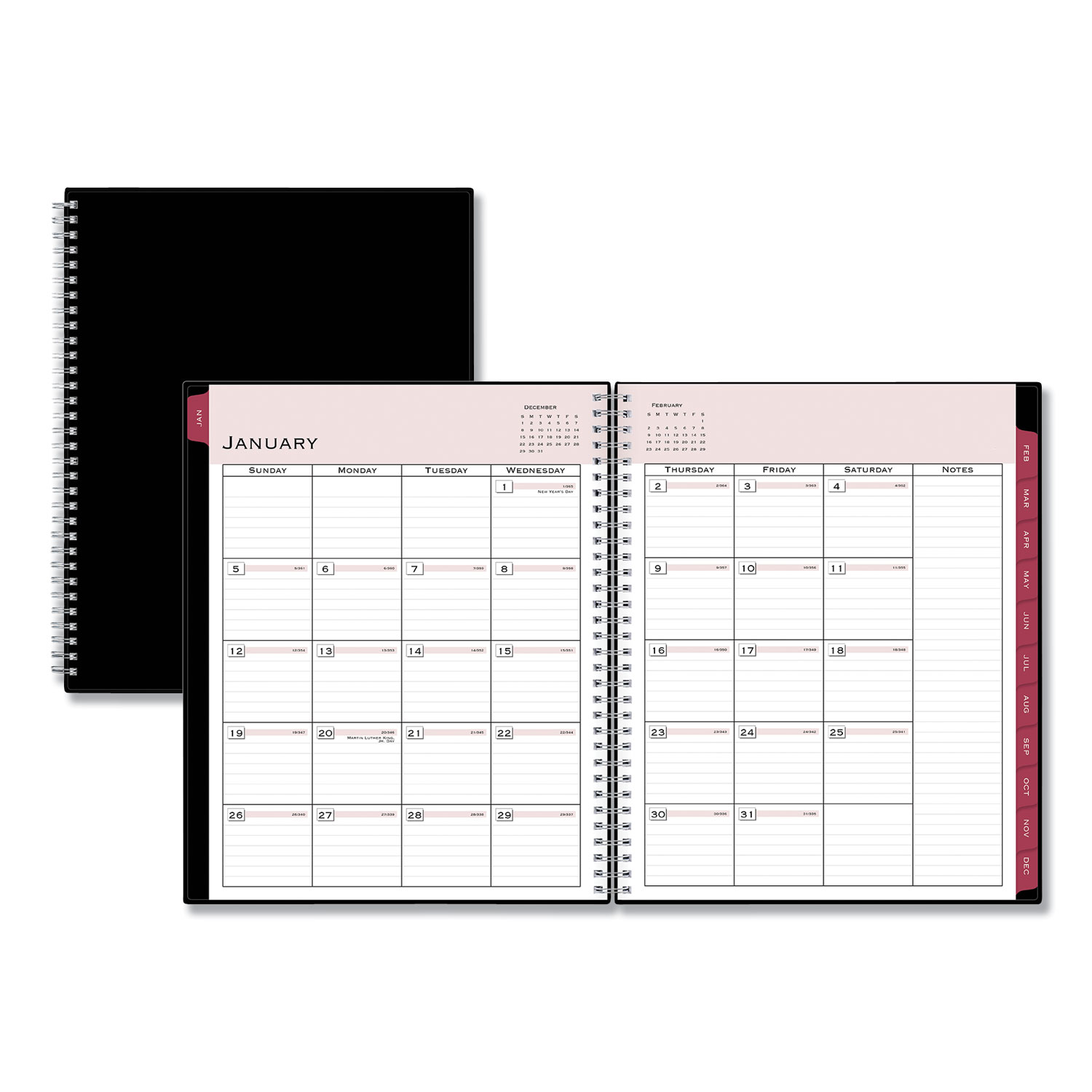  Blue Sky 111288 Classic Red Weekly/Monthly Planner, Open Scheduling, 11 x 8 1/2, Black Cover, 2020 (BLS111288) 