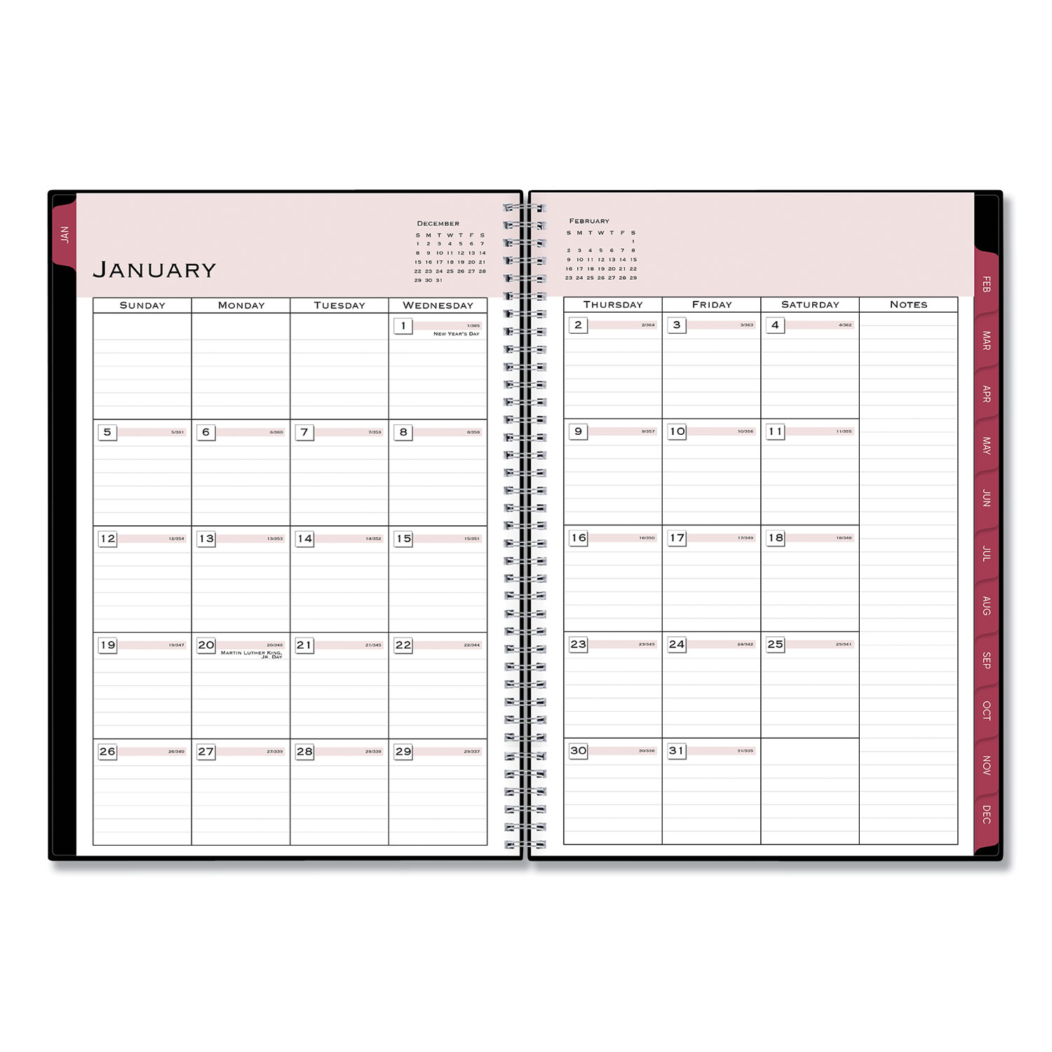 Classic Red Monthly Planner, 11 7/8 x 7 7/8, Black Cover, 2020