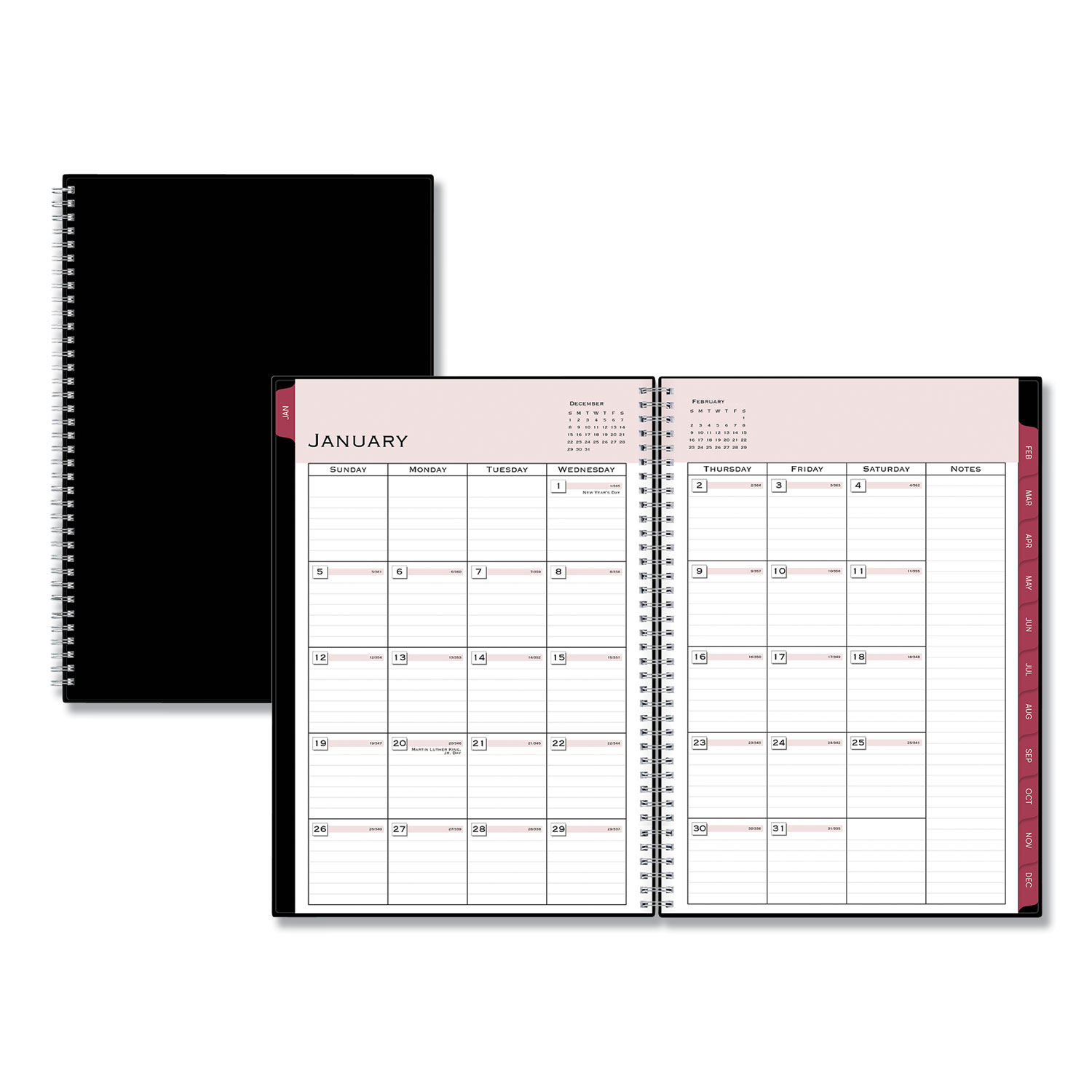  Blue Sky 116055 Classic Red Monthly Planner, 11 7/8 x 7 7/8, Black Cover, 2020 (BLS116055) 
