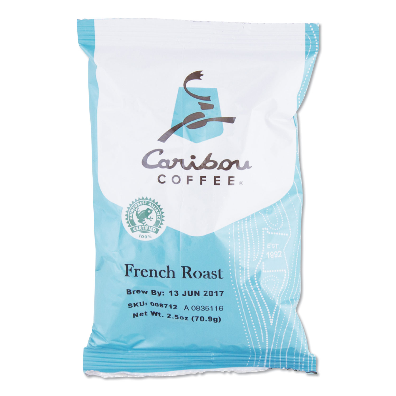  Caribou Coffee 008712 French Roast Ground Coffee, 2.5 oz, 18/Carton (CCF008712) 