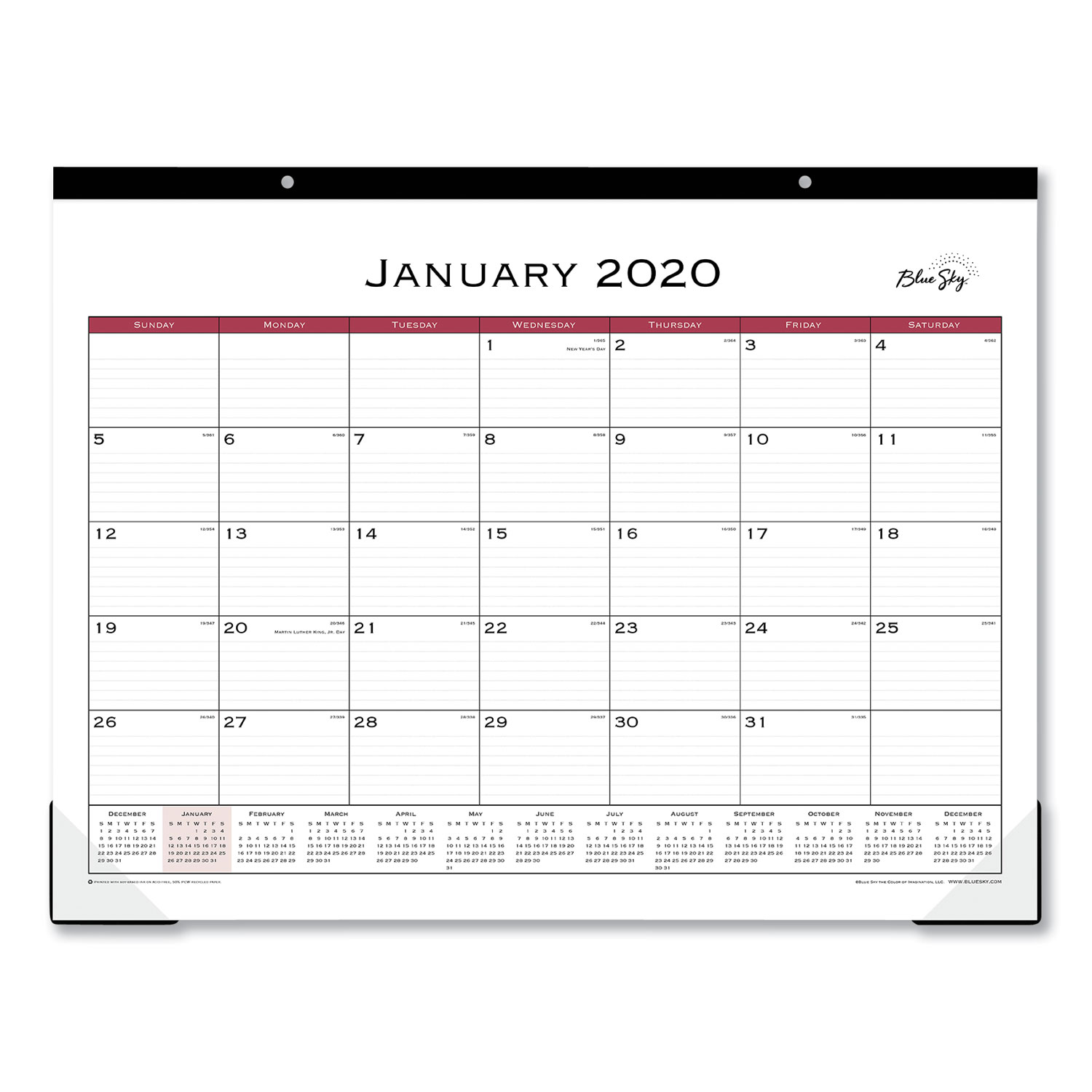Classic Red Desk Pad, 22 x 17, 2020