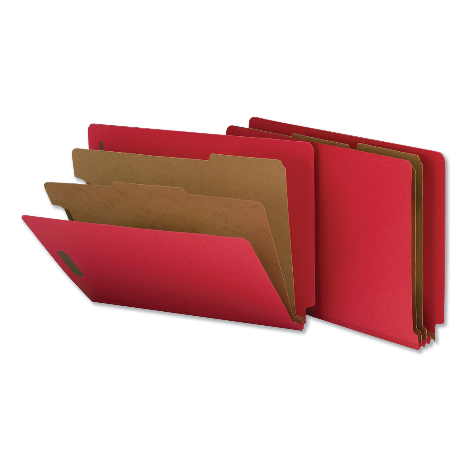  Universal UNV10320 Deluxe Six-Section Colored Pressboard End Tab Classification Folders, 2 Dividers, Letter Size, Bright Red, 10/Box (UNV10320) 