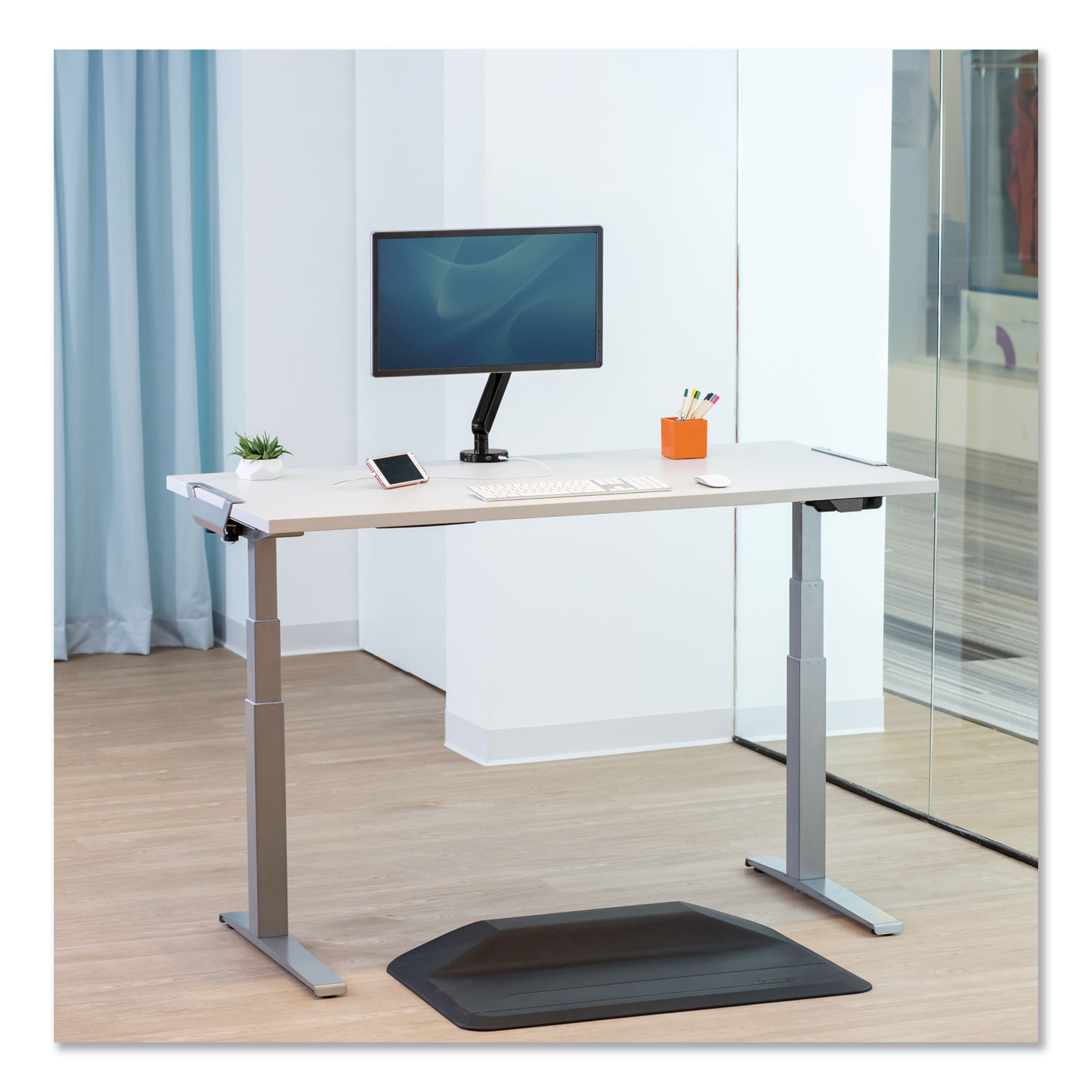  Fellowes 9650701 Levado Height Adjustable Desk Base (Base Only), 72w x 48d x 47.2h, Silver (FEL9650701) 