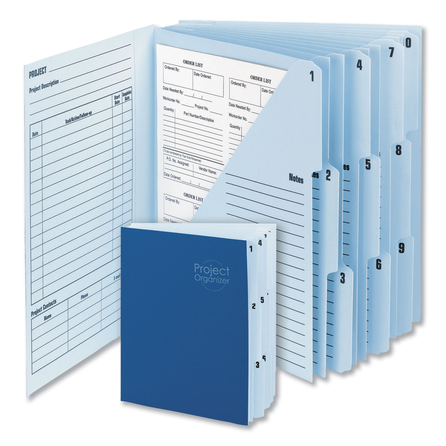  Smead 89200 10-Pocket Project Organizer, 10 Sections, 1/3-Cut Tab, Letter Size, Lake Blue/Navy Blue (SMD89200) 