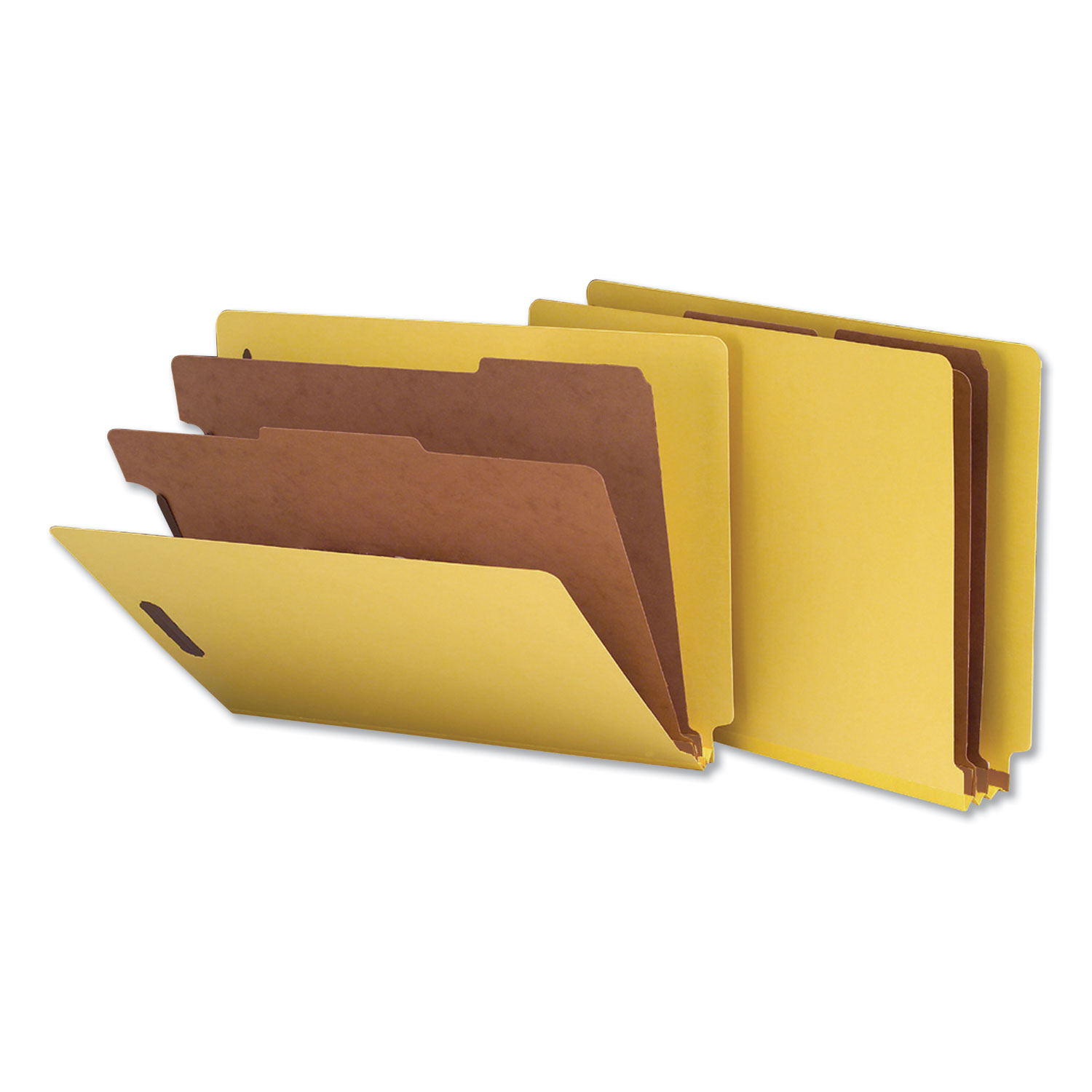  Universal UNV10319 Deluxe Six-Section Colored Pressboard End Tab Classification Folders, 2 Dividers, Letter Size, Yellow, 10/Box (UNV10319) 