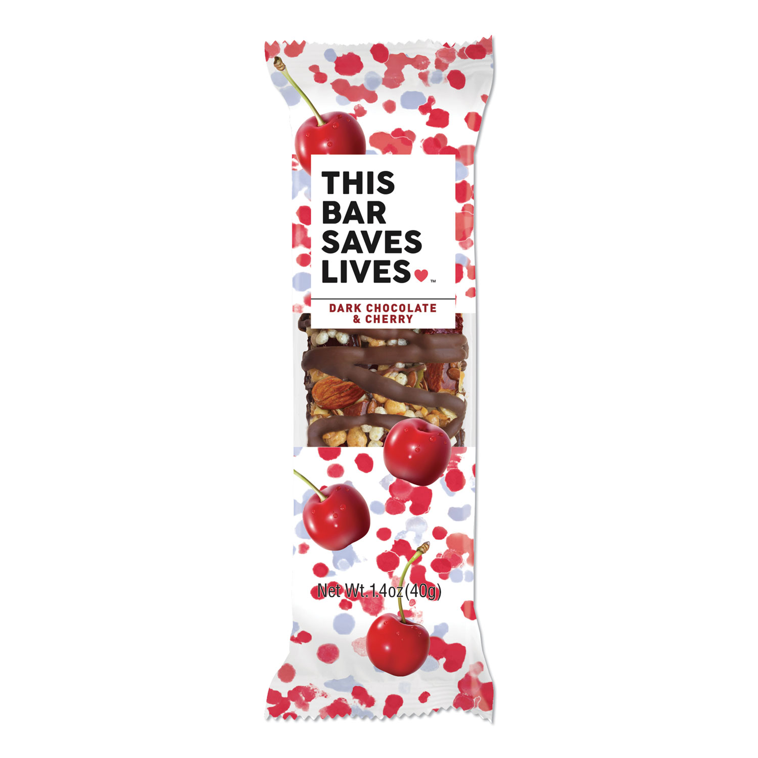 THIS BAR SAVES LIVES™ Snackbars, Dark Chocolate and Cherry, 1.4 oz, 12/Box