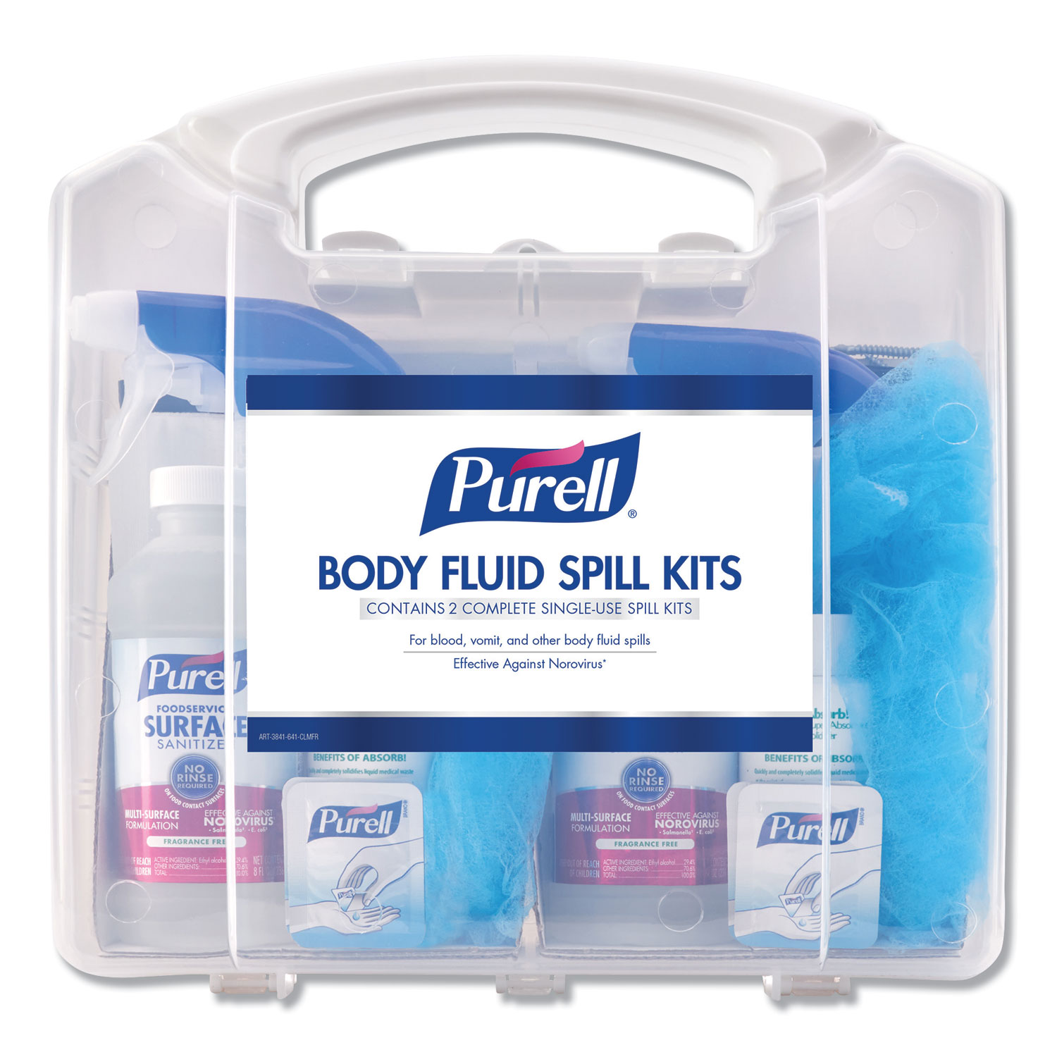  PURELL 3841-01-CLMS Body Fluid Spill Kit, 4.5 x 11.88 x 11.5, One Clamshell Case with 2 Single Use Refills/Carton (GOJ384101CLMS) 