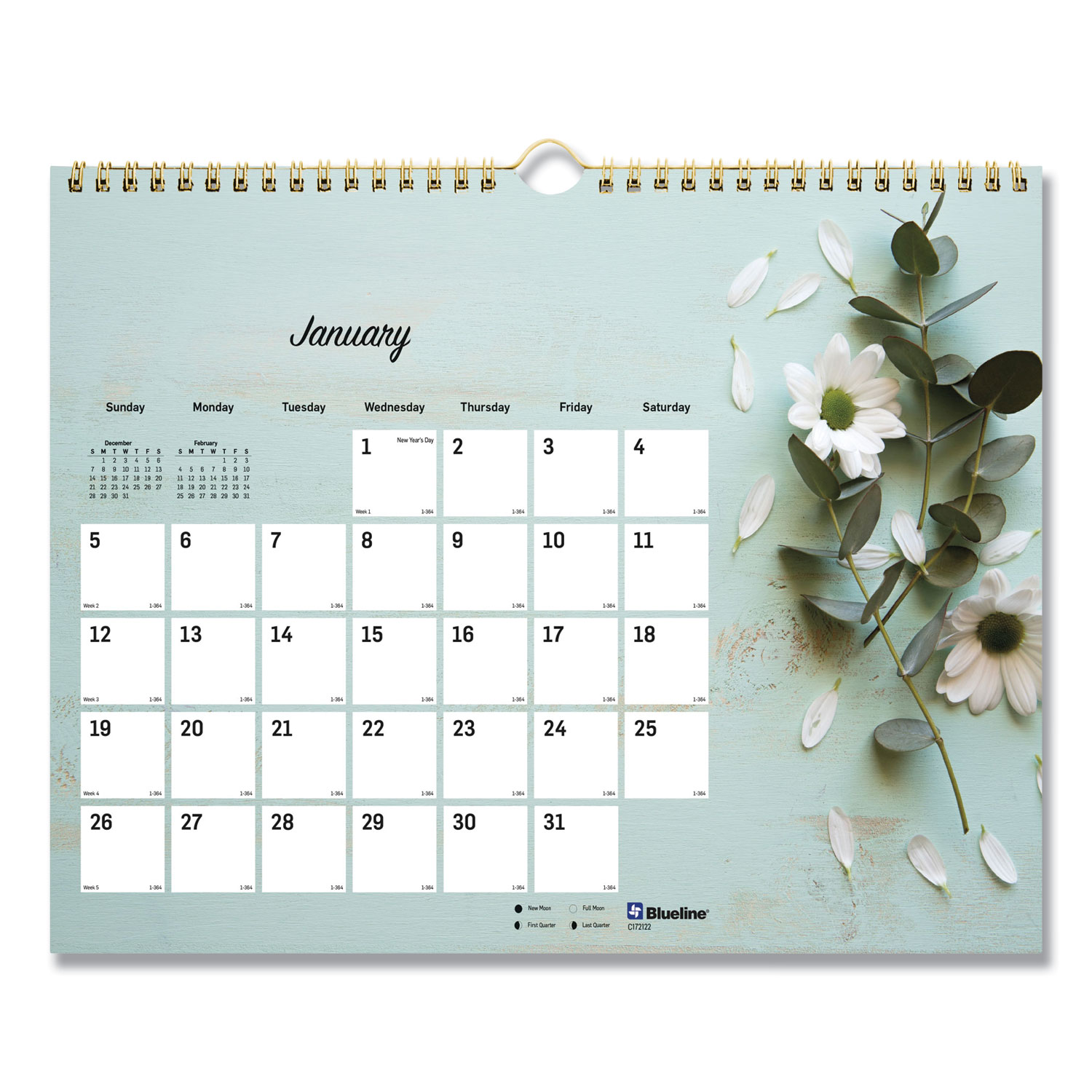  Blueline C172122 Romantic Wall Calendar, Floral, 8 x 11, 2020 (REDC172122) 
