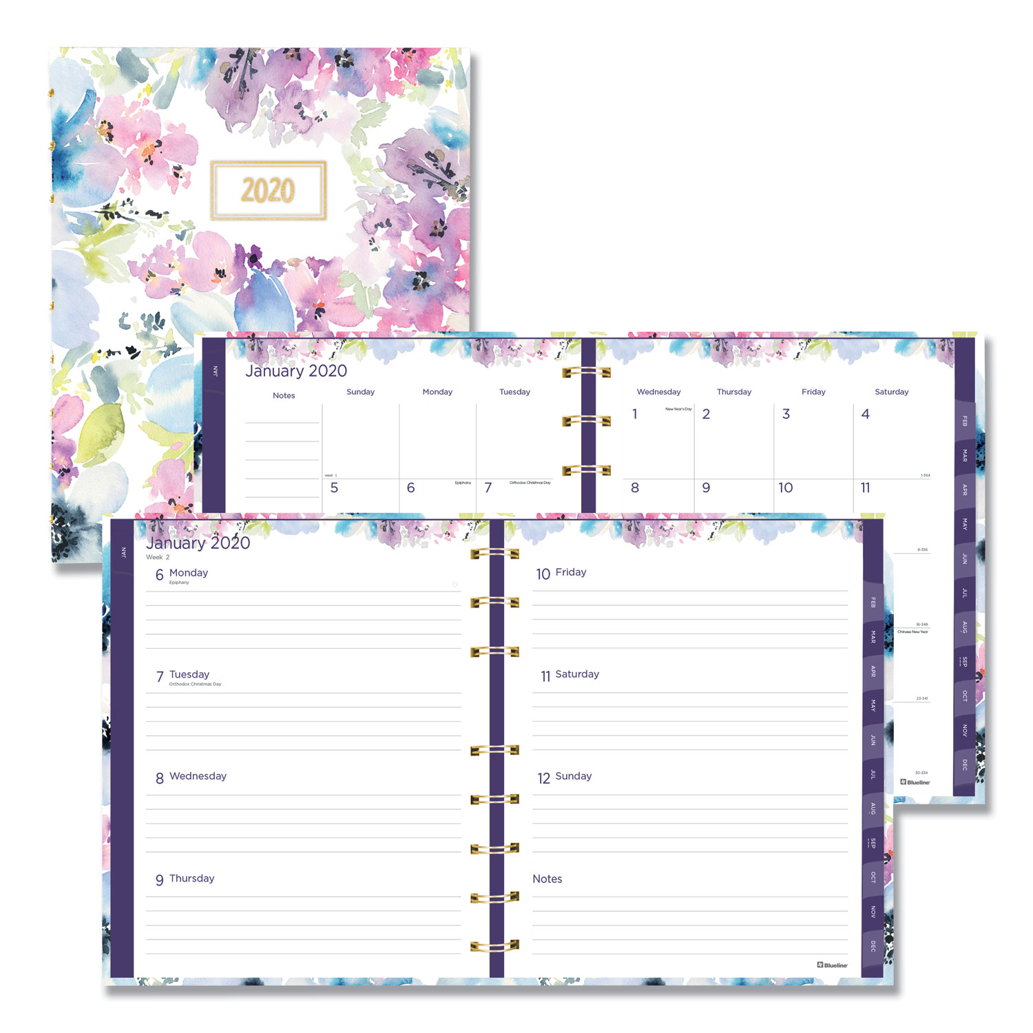  Blueline CF34002.01 MiracleBind Weekly/Monthly Planner, 9 1/4 x 7 1/4, Floral, 2020 (REDCF3400201) 