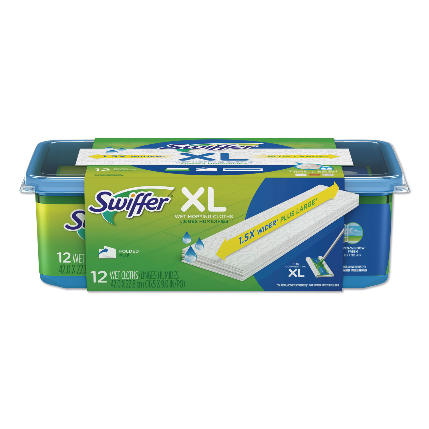  Swiffer 74471EA Max/XL Wet Refill Cloths, 16 1/2 x 9, 12/Tub (PGC74471EA) 