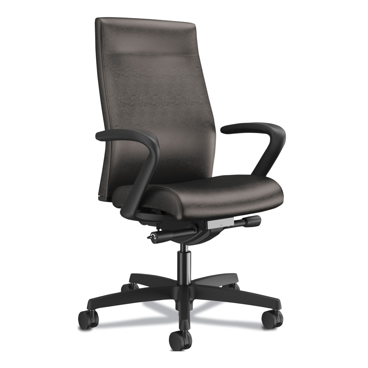 HON® Ignition 2.0 Upholstered Mid-Back Task Chair, Supports up to 300 lbs., Black Seat, Black Back, Black Base