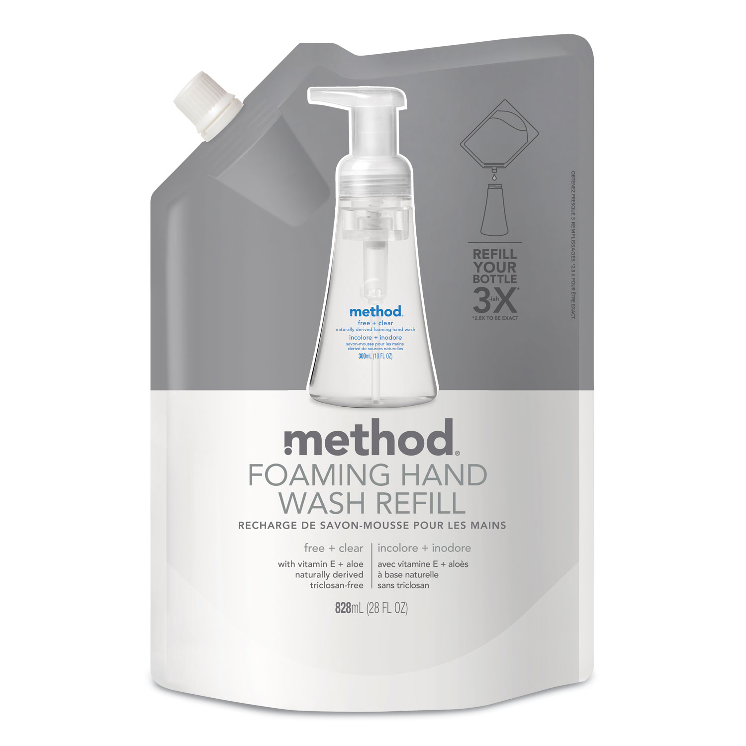  Method 01978 Foaming Hand Wash Refill, Fragrance-Free, 28 oz, 6/Carton (MTH01978) 