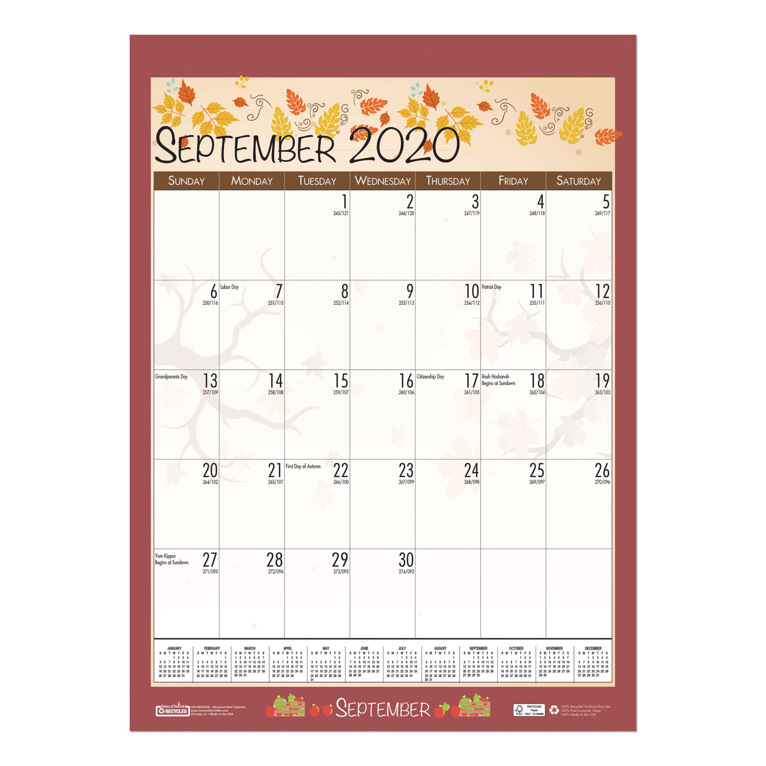 otc 2021 calendar 100 Recycled Seasonal Wall Calendar 12 X 16 5 2021 Lexicon Medical Supply otc 2021 calendar