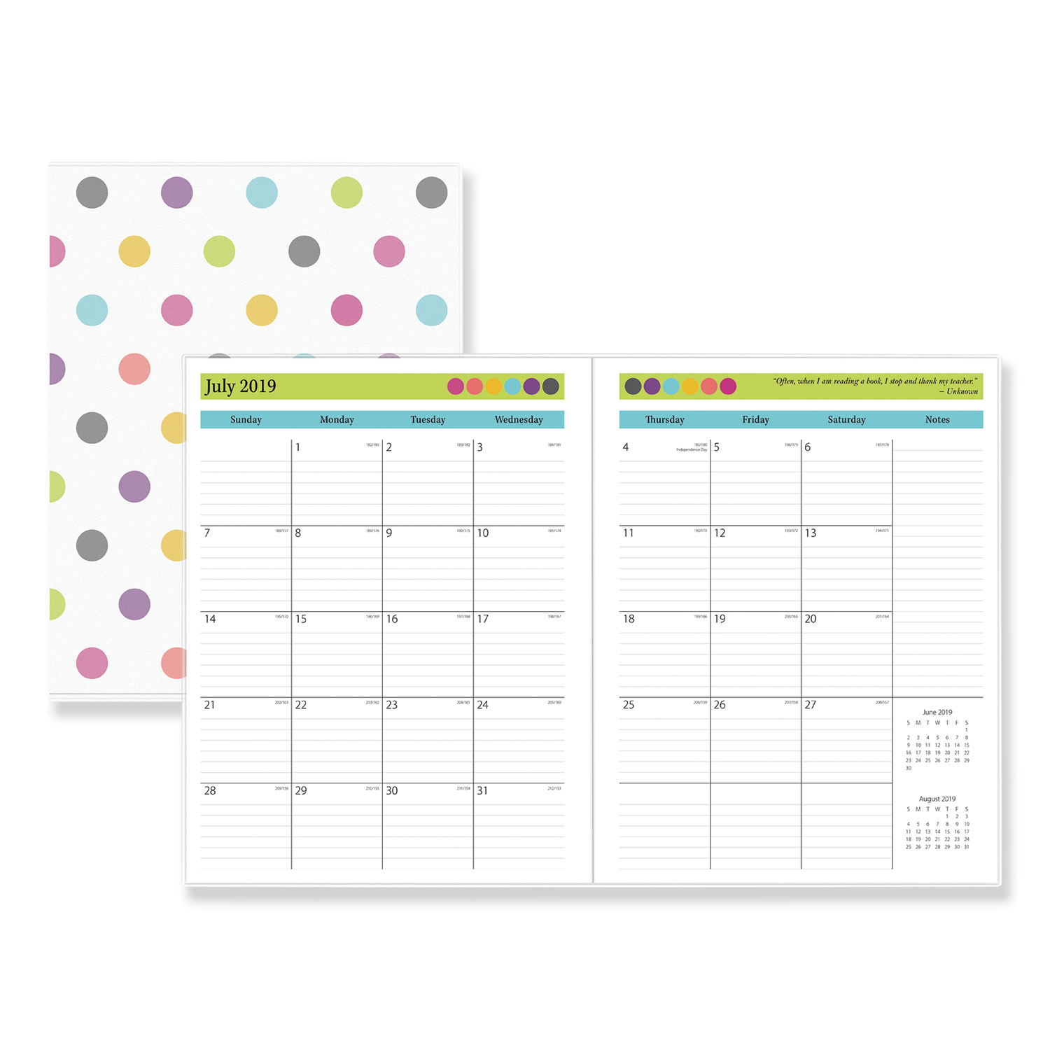  Blue Sky 100336 Teacher Dots Academic Year Monthly Planner, 11 x 8.5, Assorted, 2020-2021 (BLS100336) 