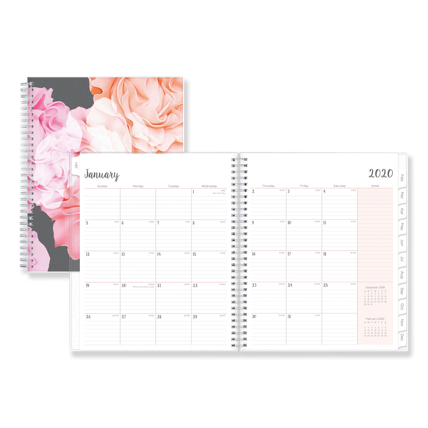  Blue Sky 110395 Joselyn Monthly Wirebound Planner, 10 x 8, Light Pink/Peach/Black, 2020 (BLS110395) 