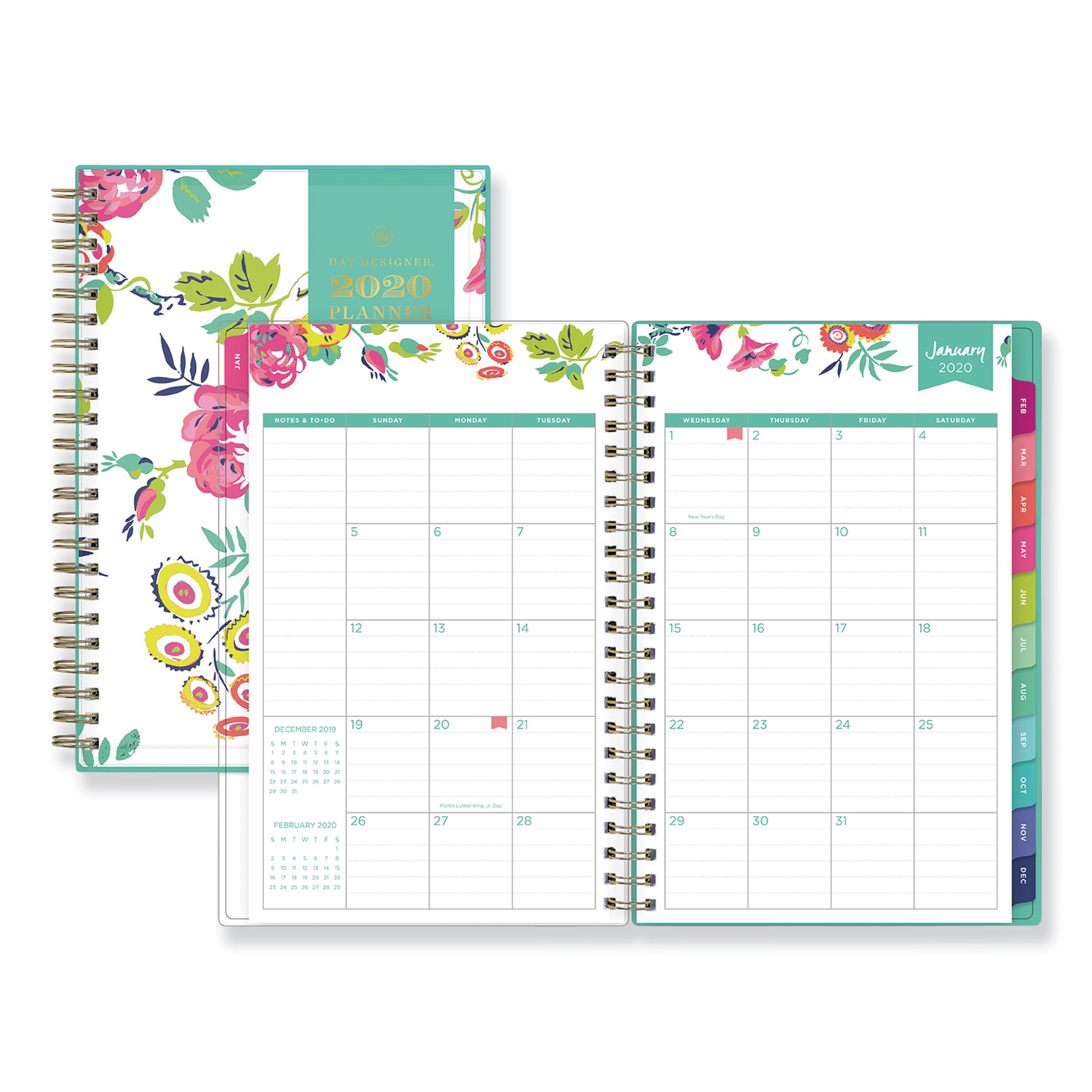  Blue Sky BLS103619 Day Designer CYO Weekly/Monthly Planner, 8 x 5, White/Floral, 2020 (BLS103619) 