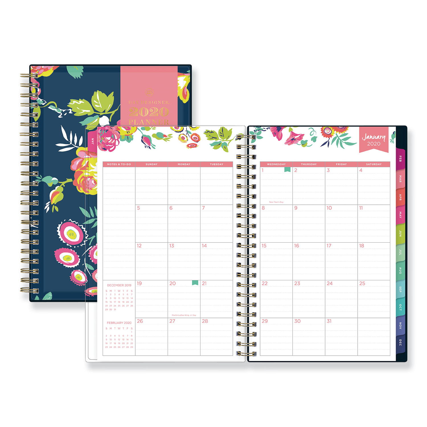  Blue Sky BLS103620 Day Designer CYO Weekly/Monthly Planner, 8 x 5, Navy/Floral, 2020 (BLS103620) 