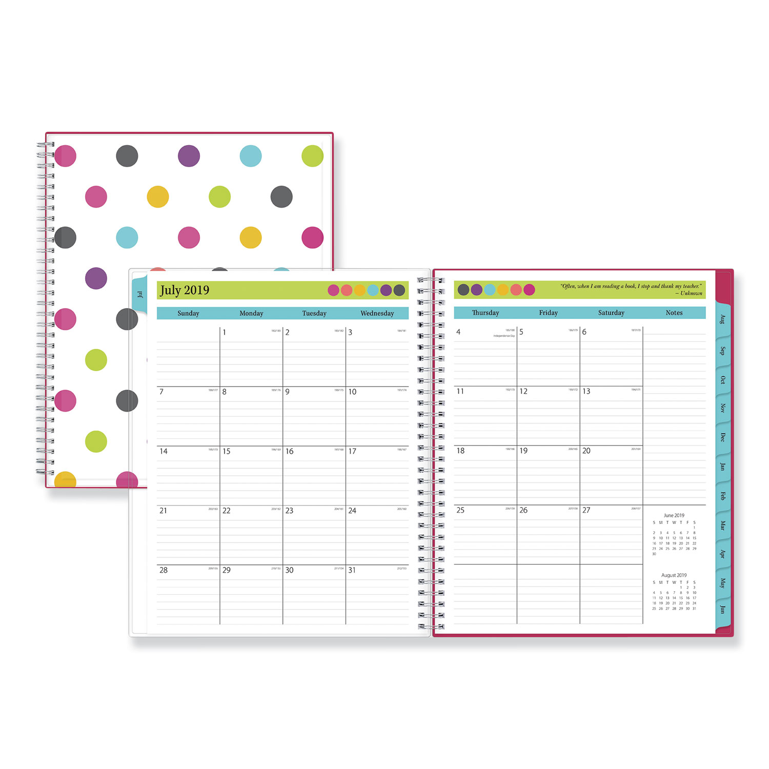  Blue Sky 100330 Teacher Dots Academic Year CYO Weekly/Monthly Planner, 11 x 8.5, Assorted, 2020-2021 (BLS100330) 